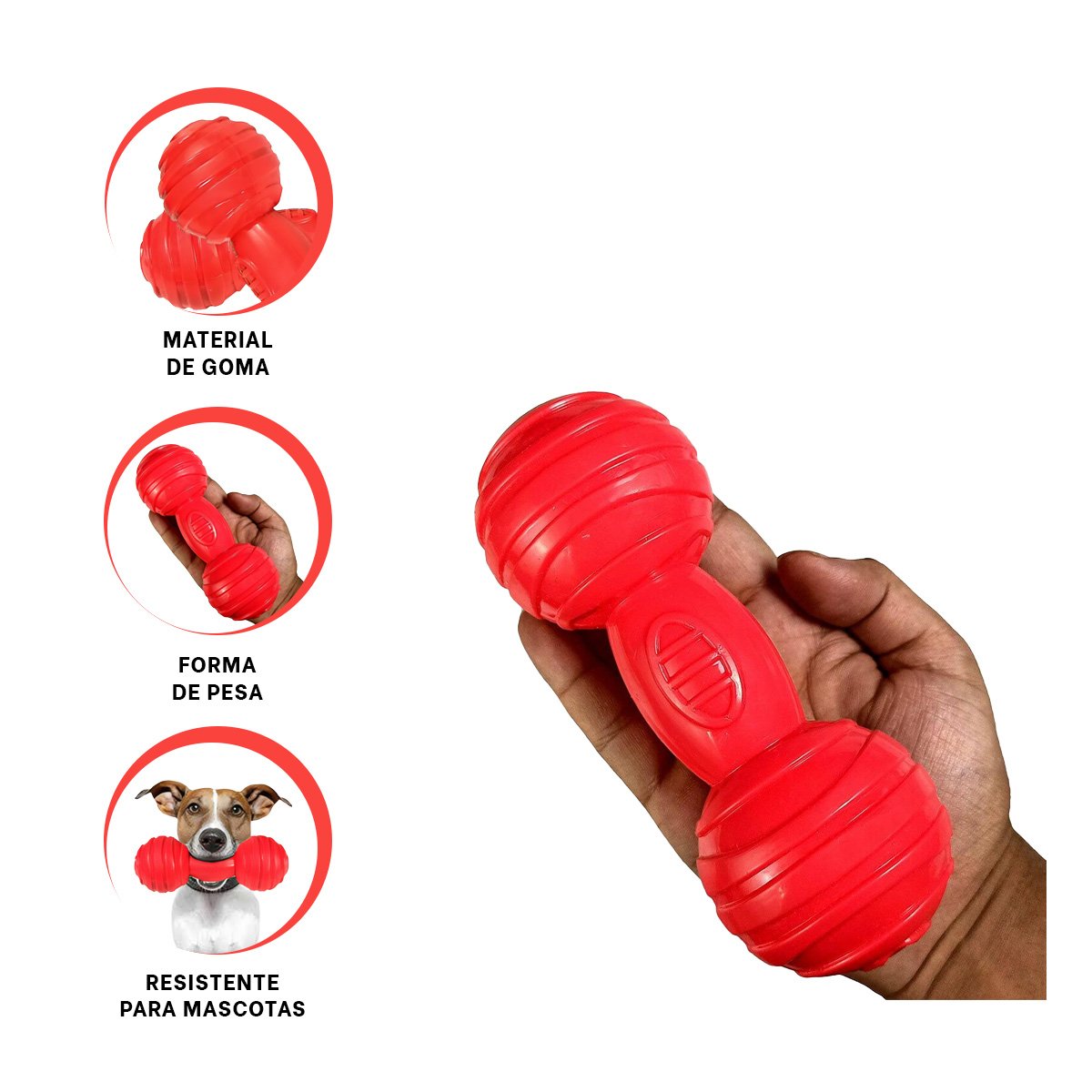 JUGUETE ROJO CON FORMA HUESO CON BOLAS A RAYAS QUE FACILITA ESPACIOS DEFINIDOS YPAPEL REGALO - 5