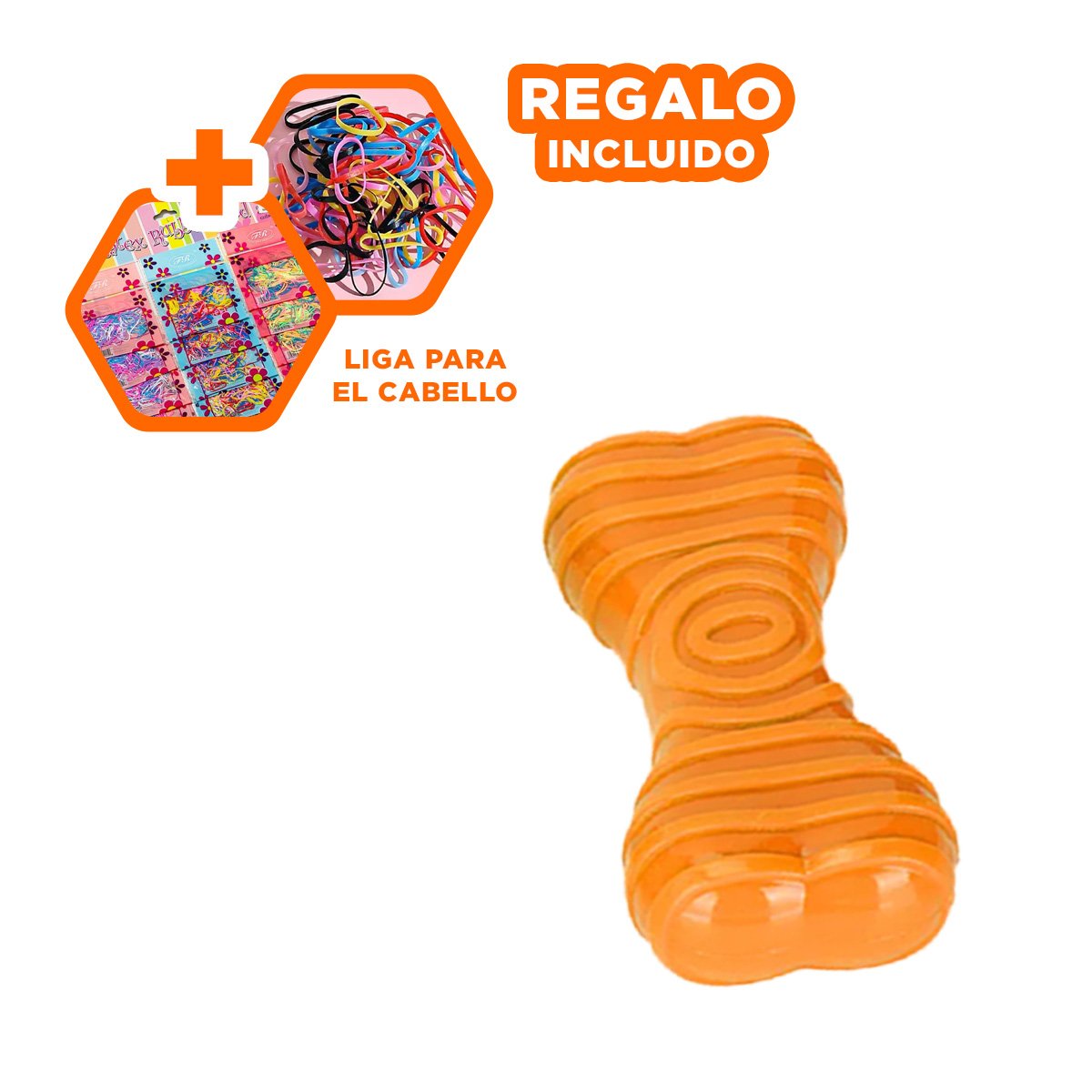 JUGUETE CON RAYAS EN NARANJA TIPO HUESO PARA DISTRIBUCION PRACTICA DEL ESPACIO YLIGAS REGALO - 2