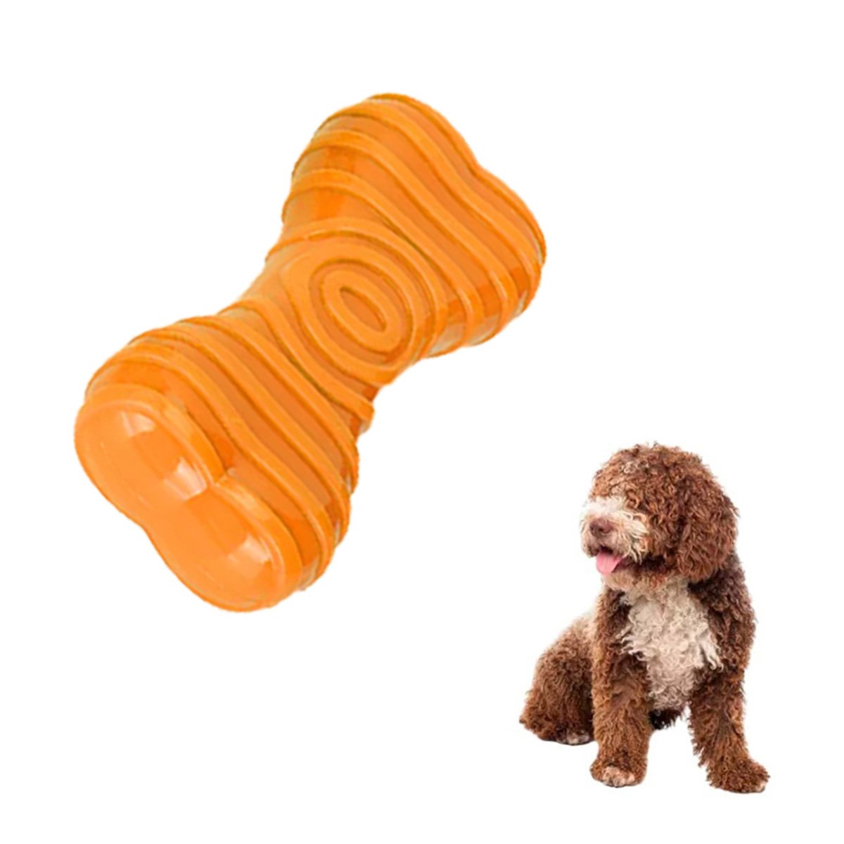JUGUETE CON RAYAS EN NARANJA TIPO HUESO PARA DISTRIBUCION PRACTICA DEL ESPACIO YLIGAS REGALO - 5
