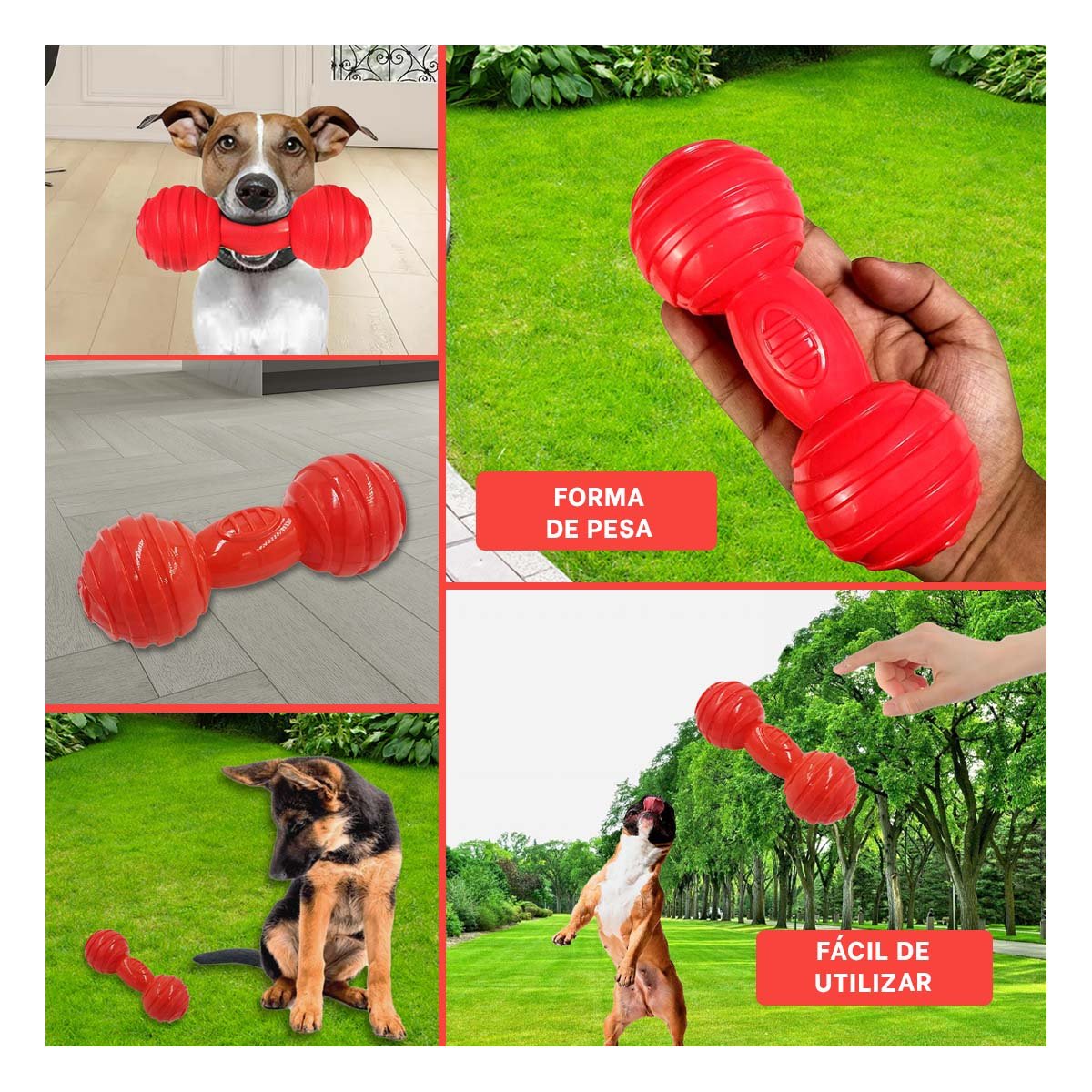 PACK2 MORDEDOR EN COLOR ROJO HUESO CON BOLAS A RAYAS PARA ESTIMULO DIARIO YPAPEL REGALO - 3