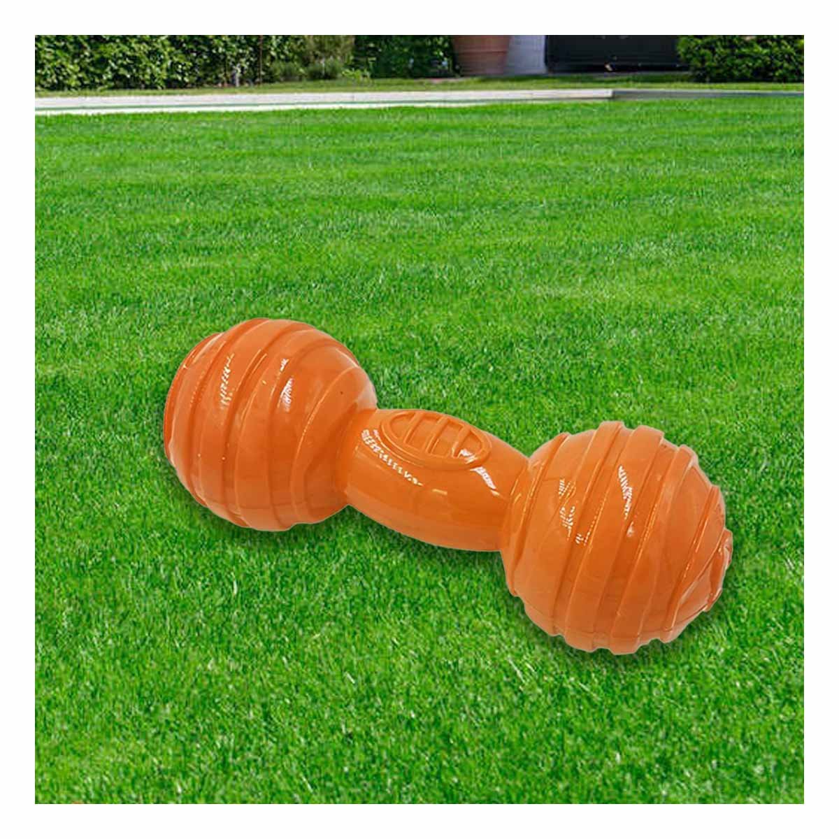 PACK2 MORDEDOR HUESO CON BOLAS A RAYAS EN COLOR NARANJA EN ACTIVIDADES DE MASCOTA ACTIVA - 2