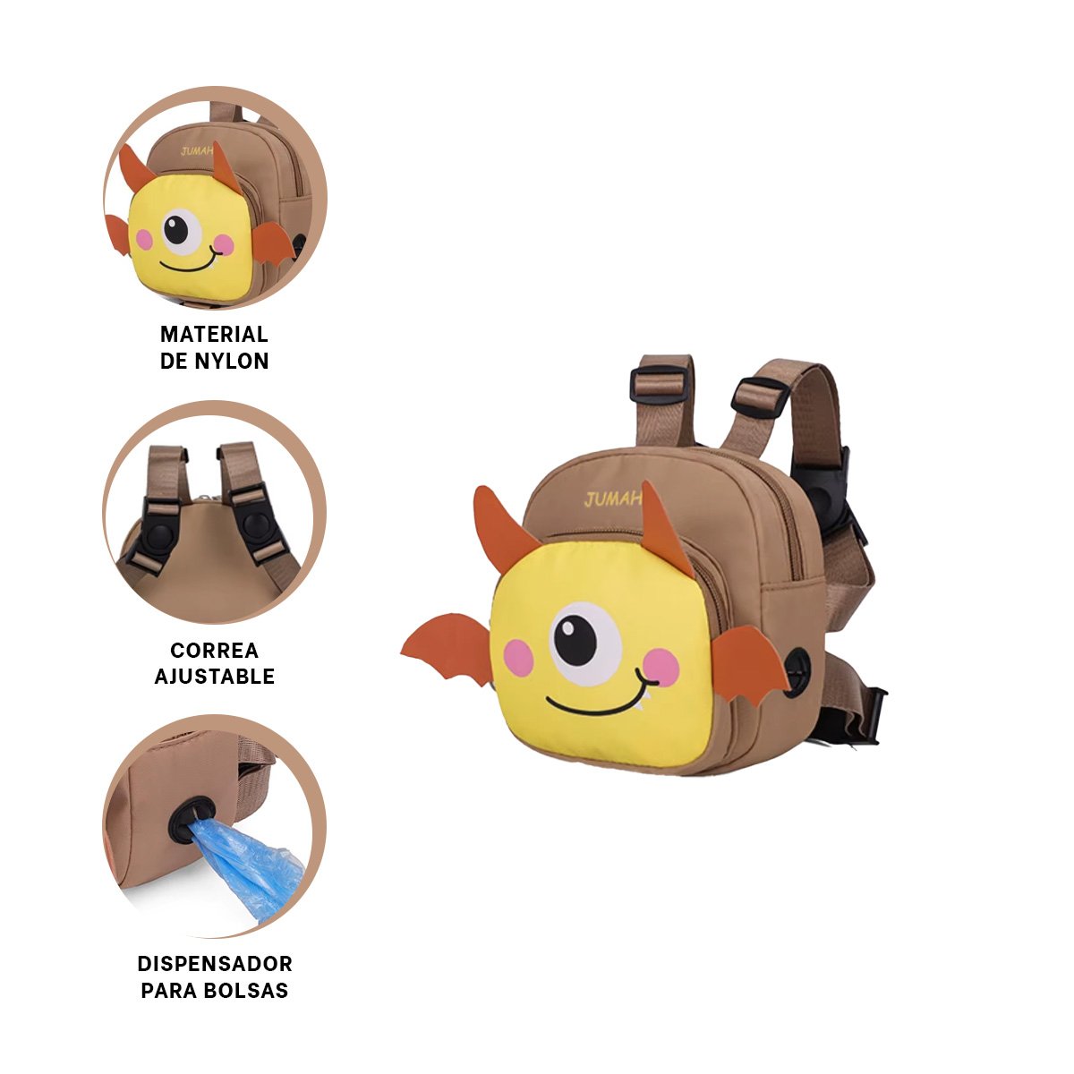 MOCHILA PEQUEÑA PARA MASCOTA COLOR MOSTAZA DE MURCIELAGO DE CALIDAD DE USO YSTICKY - 5