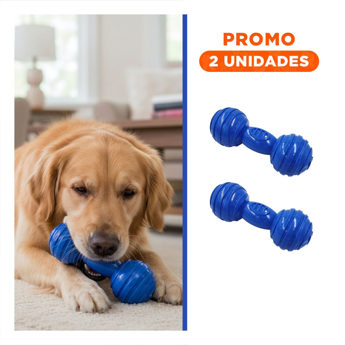 PACK2 MORDEDOR CON BOLAS A RAYAS TIPO HUESO EN COLOR AZUL EN RUTINAS ENERGICAS YREGALO STICKER - 1