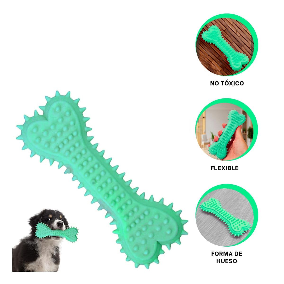 JUGUETE CANINO HUESO CON PUAS EN COLOR VERDE AGUA EN AMBIENTES BIEN DELIMITADOS YSTICKY - 5