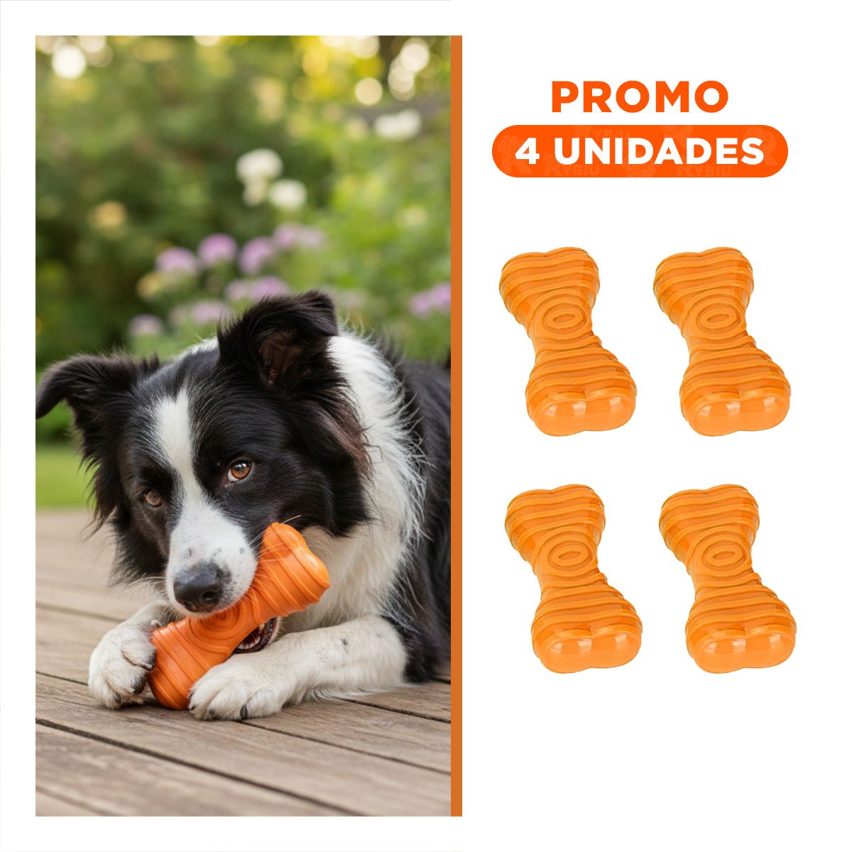PACK4 MORDEDOR EN COLOR NARANJA CON PERFIL HUESO CON RAYAS PARA USO HABITUAL - 1