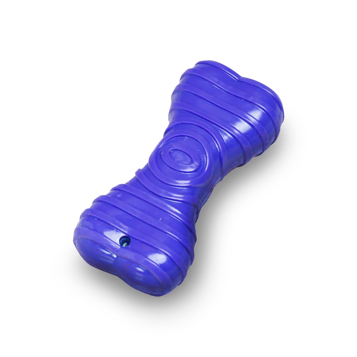 JUGUETE COMPACTO HUESO CON RAYAS EN AZUL PARA CONTROL DE ZONA CANINA YREGALO STICKER - 1