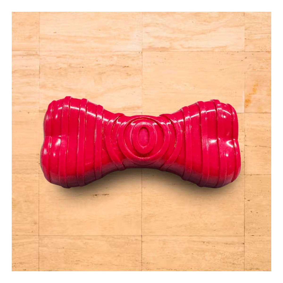 JUGUETE HUESO CON RAYAS EN COLOR ROJO PARA MANTENER AREAS DE MASCOTA EN ORDEN - 3