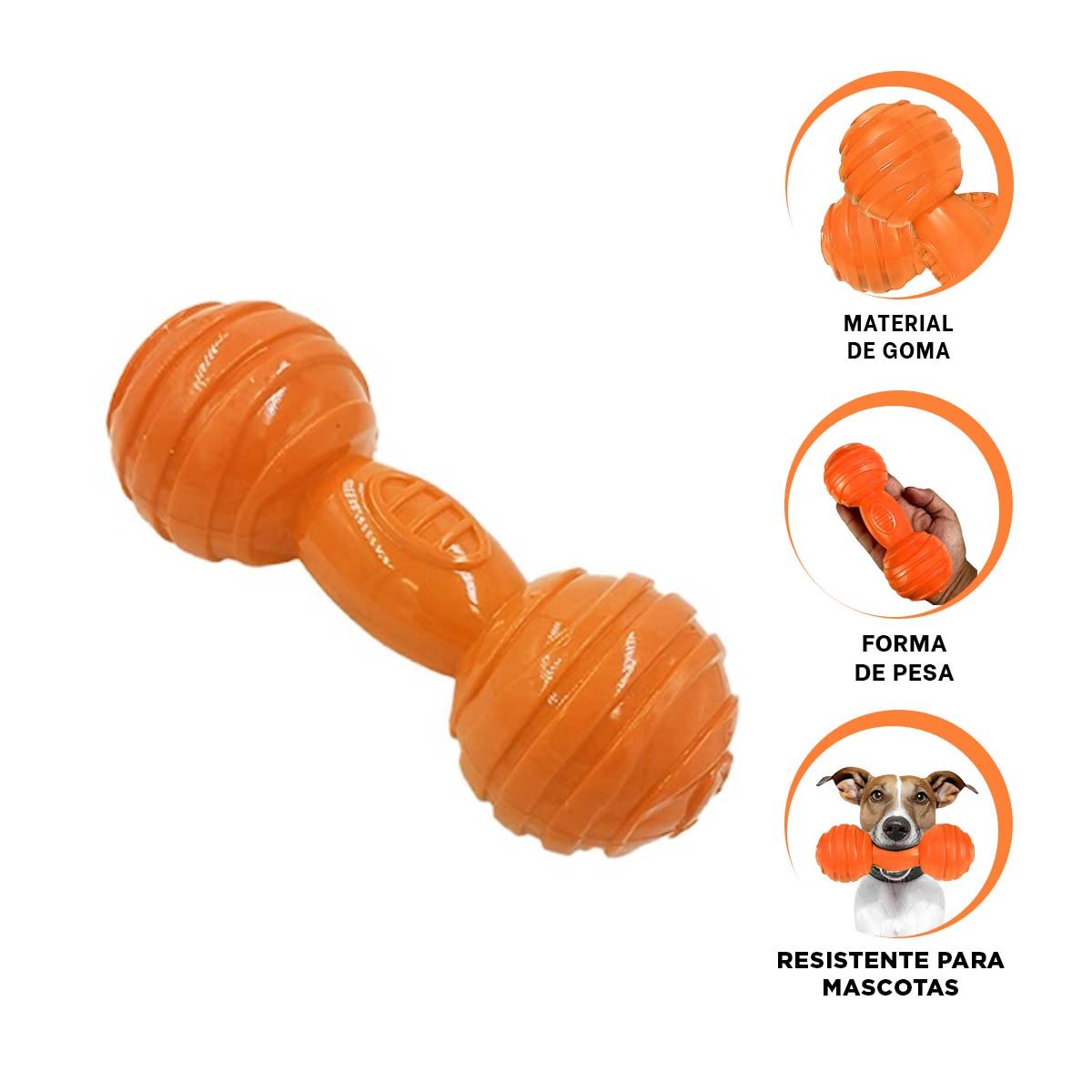 JUGUETE CANINO HUESO CON BOLAS A RAYAS EN COLOR NARANJA EN AMBIENTES BIEN DELIMITADOS YSTICKY - 5