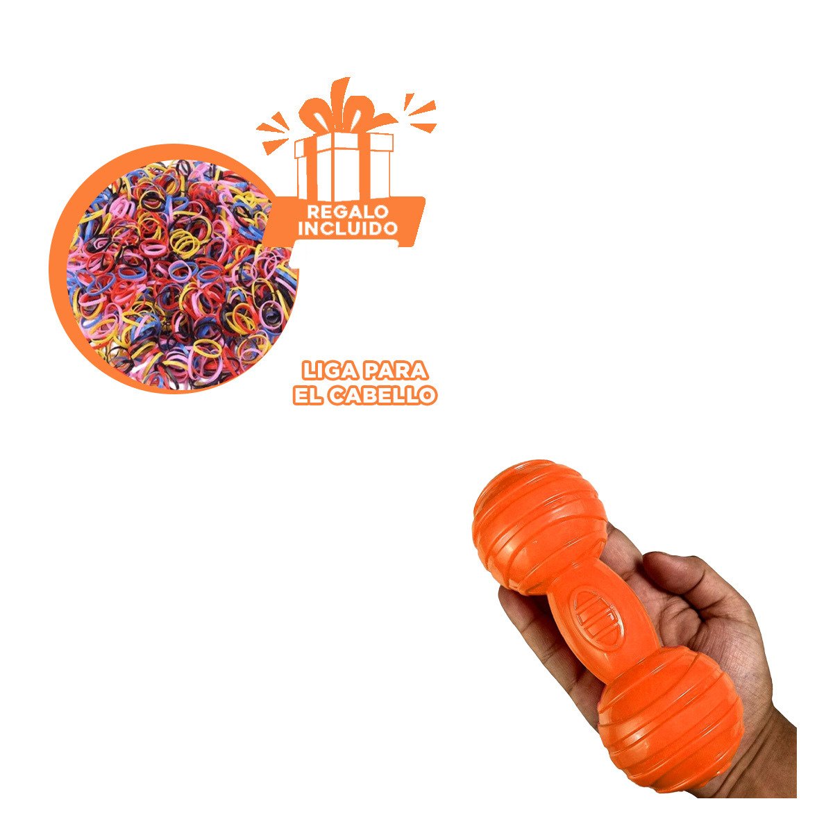 JUGUETE CON BOLAS A RAYAS EN NARANJA TIPO HUESO PARA DISTRIBUCION PRACTICA YLIGAS REGALO - 2