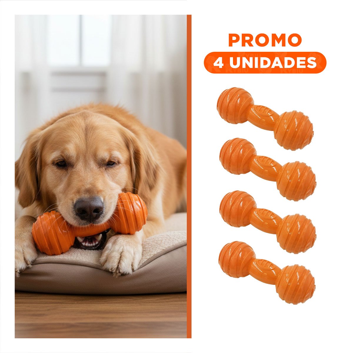 PACK4 MORDEDOR EN COLOR NARANJA CON PERFIL HUESO CON BOLAS A RAYAS PARA USO HABITUAL - 1
