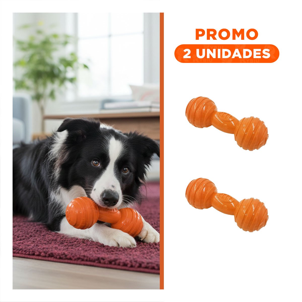 PACK2 MORDEDOR CON BOLAS A RAYAS TIPO HUESO EN NARANJA EN RUTINAS ENERGICAS YREGALO STICKER - 1