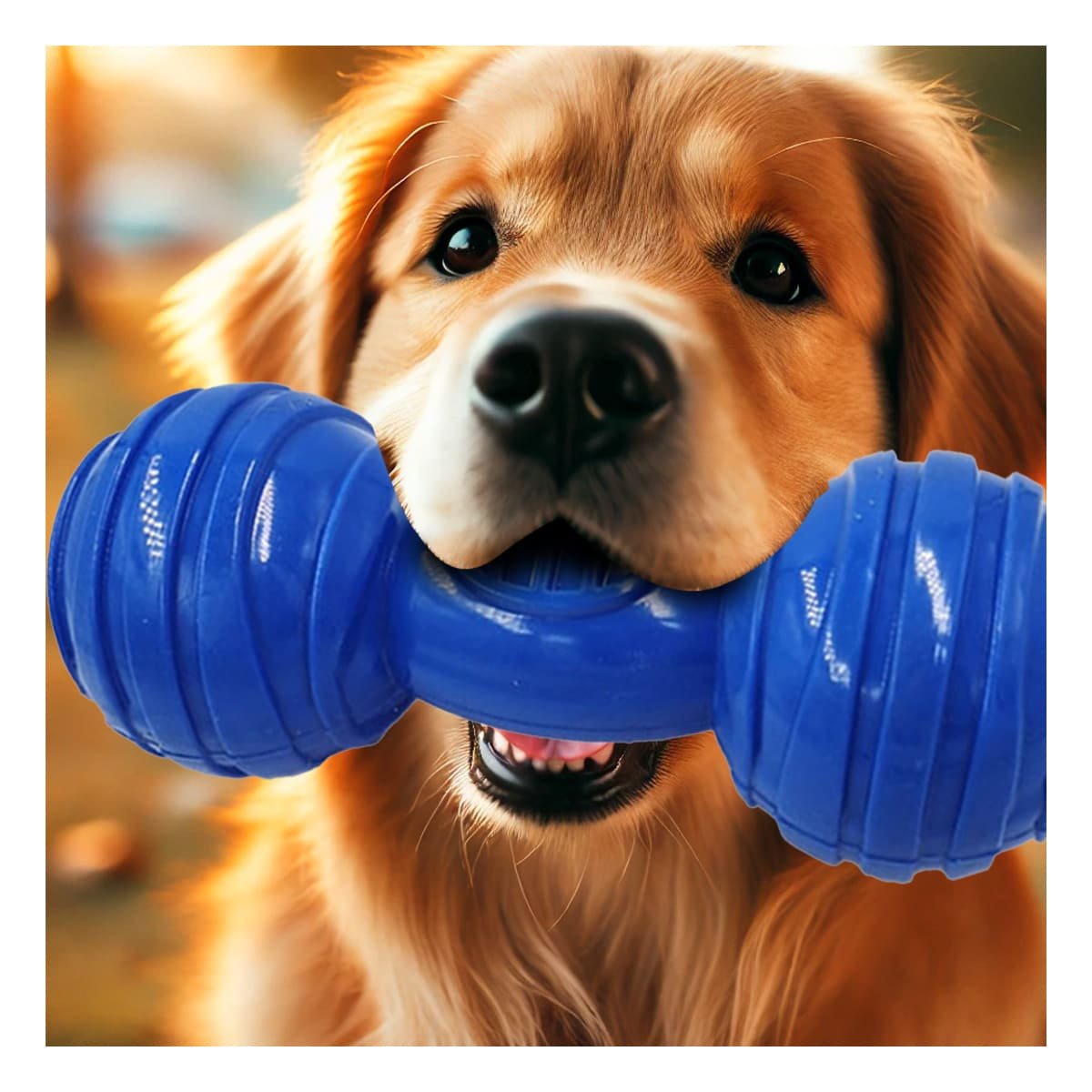 JUGUETE COMPACTO HUESO CON BOLAS A RAYAS EN AZUL PARA CONTROL DE ZONA CANINA YREGALO STICKER - 2