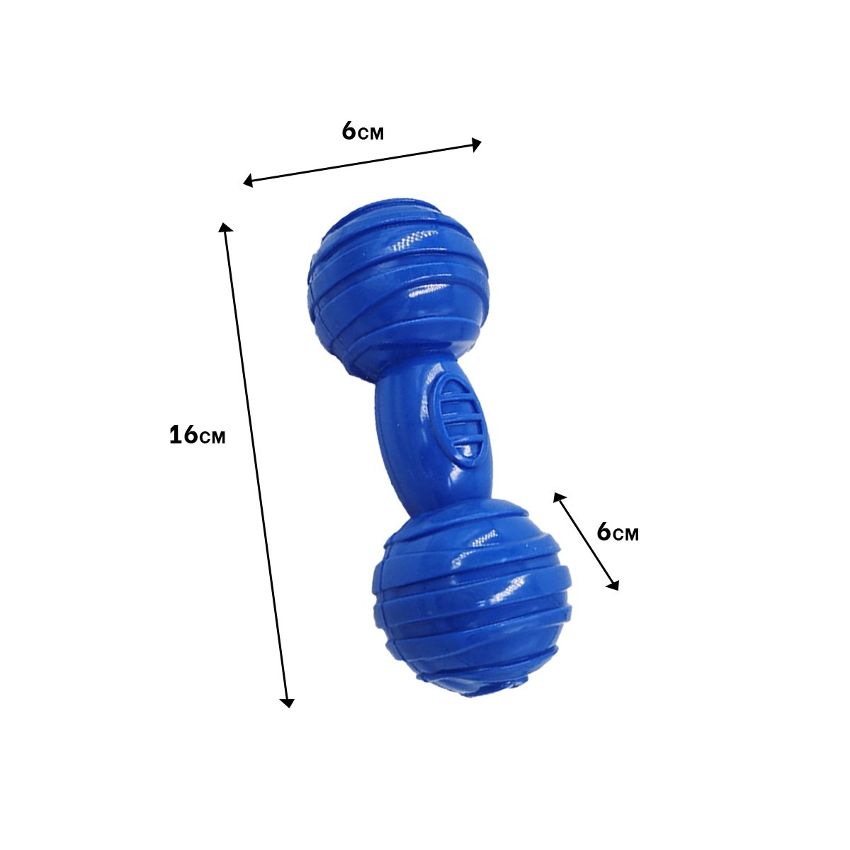 JUGUETE COMPACTO HUESO CON BOLAS A RAYAS EN AZUL PARA CONTROL DE ZONA CANINA YREGALO STICKER - 4