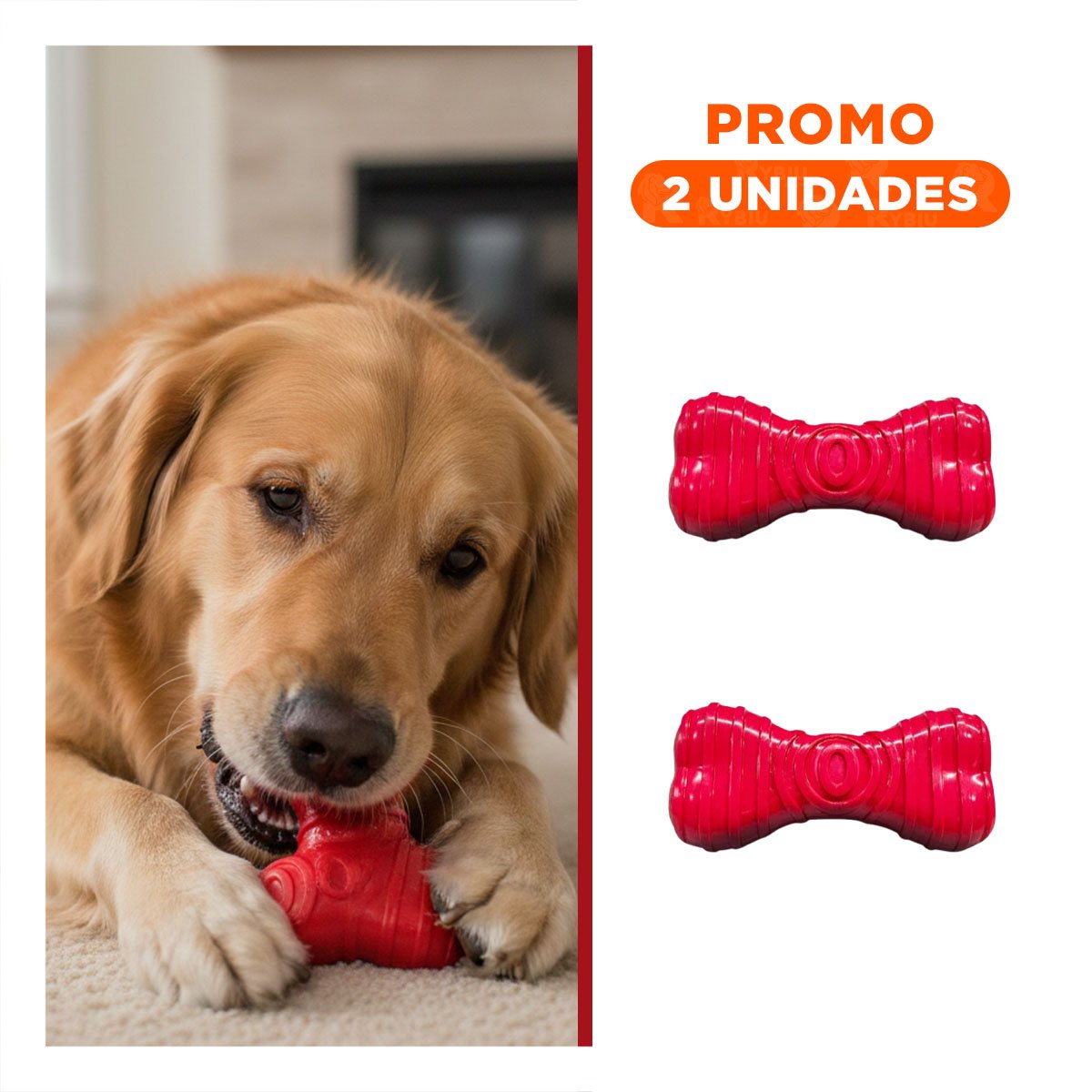 PACK2 MORDEDOR CON RAYAS TIPO HUESO EN COLOR ROJO EN RUTINAS ENERGICAS YREGALO STICKER - 1