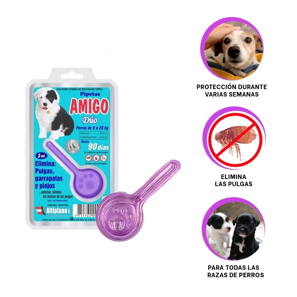 PIPETA ANTIPULGA DE 3 ML PARA PERROS DE DE CALIDAD REAL YSTICKY - 5
