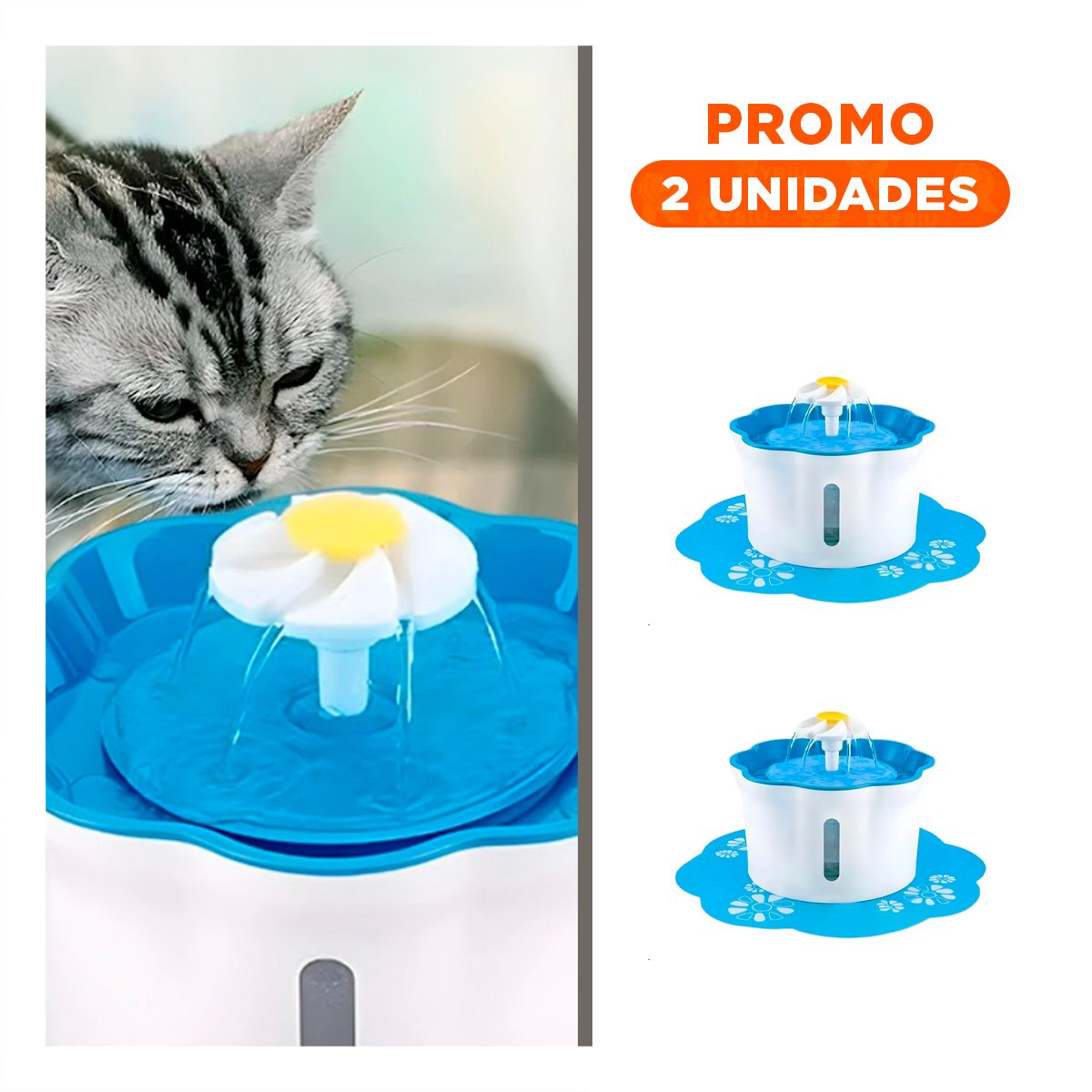 PACK2 ESTACION DE AGUA CON CASCADA FLOR CELESTE PARA MAS ESTILO YREGALO STICKER - 1