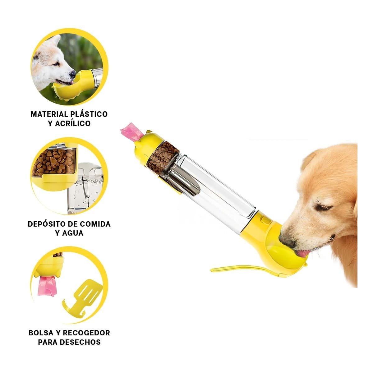 BOTELLA 4 EN 1 DISPENSADOR CON BOLSITA AMARILLO GRANDE DE CALIDAD DE USO YSTICKY - 5