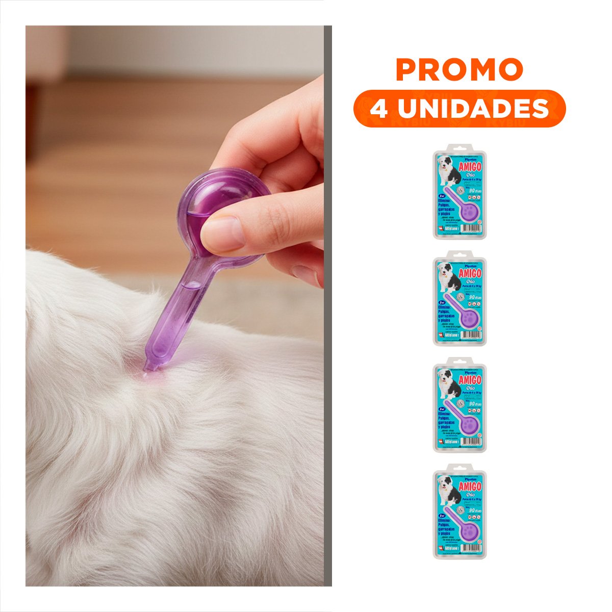 PACK4 PIPETA ANTIPULGA DE 3 ML PARA PERROS DE MUY FIRME Y SEGURO DE USAR - 1