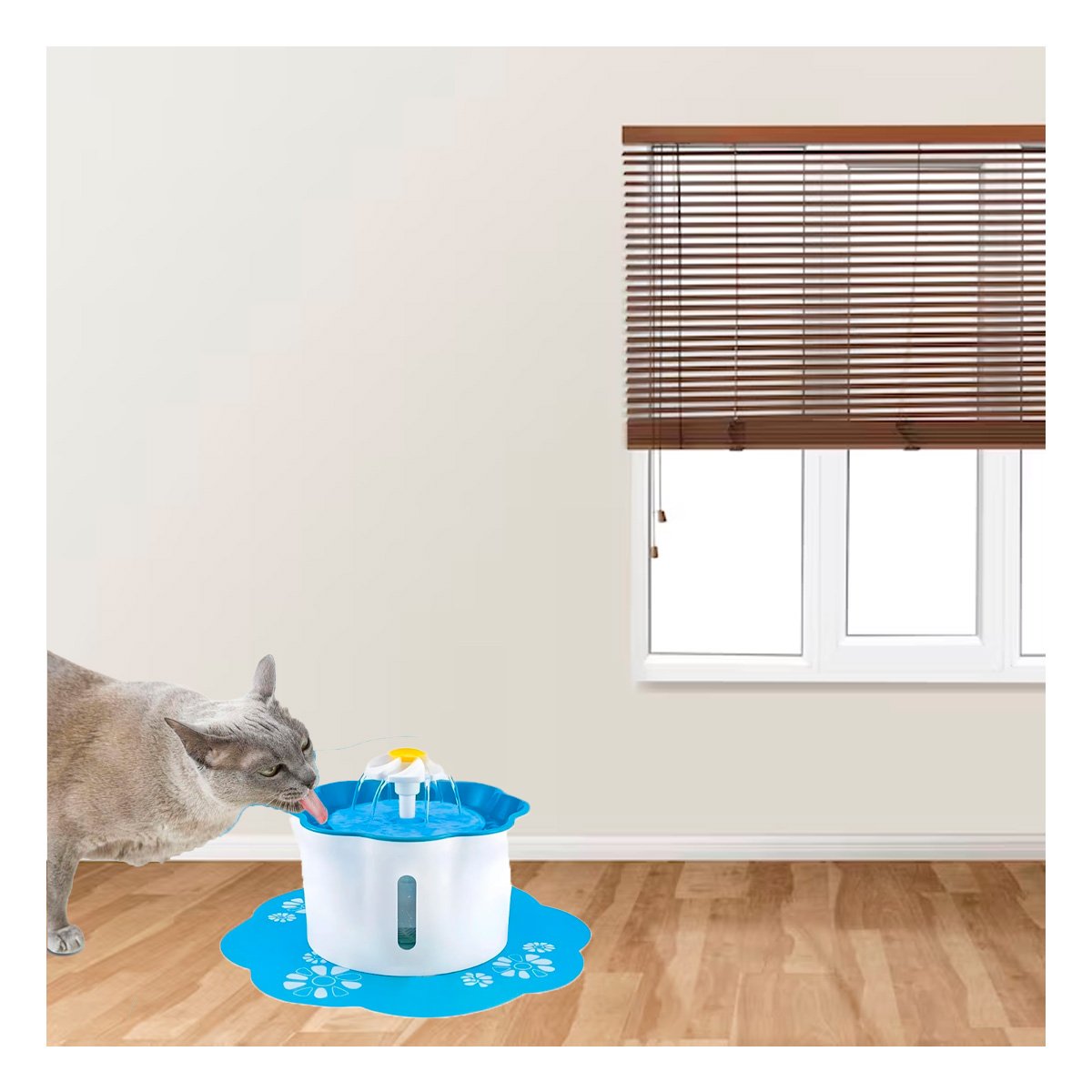 PACK4 FUENTE DE AGUA FLOR PET CELESTE DE PLASTICO MUY ESTABLE - 5