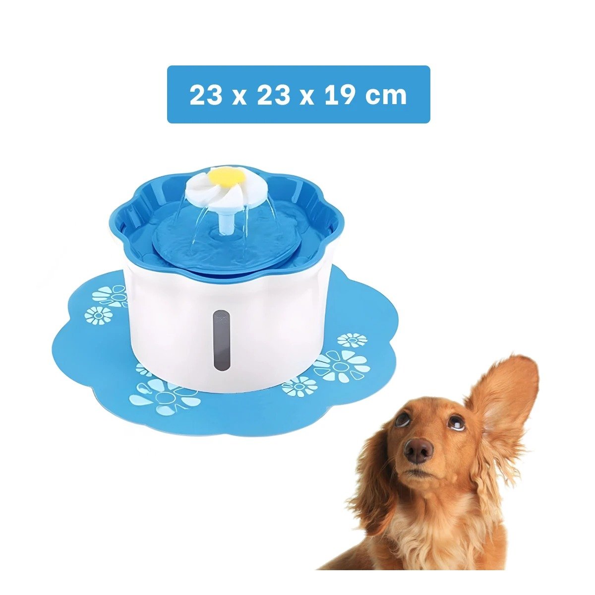 PACK2 BEBEDERO CON DISEÑO DE FLOR CELESTE PARA BEBER CON MUCHA GANA EN CASA - 4