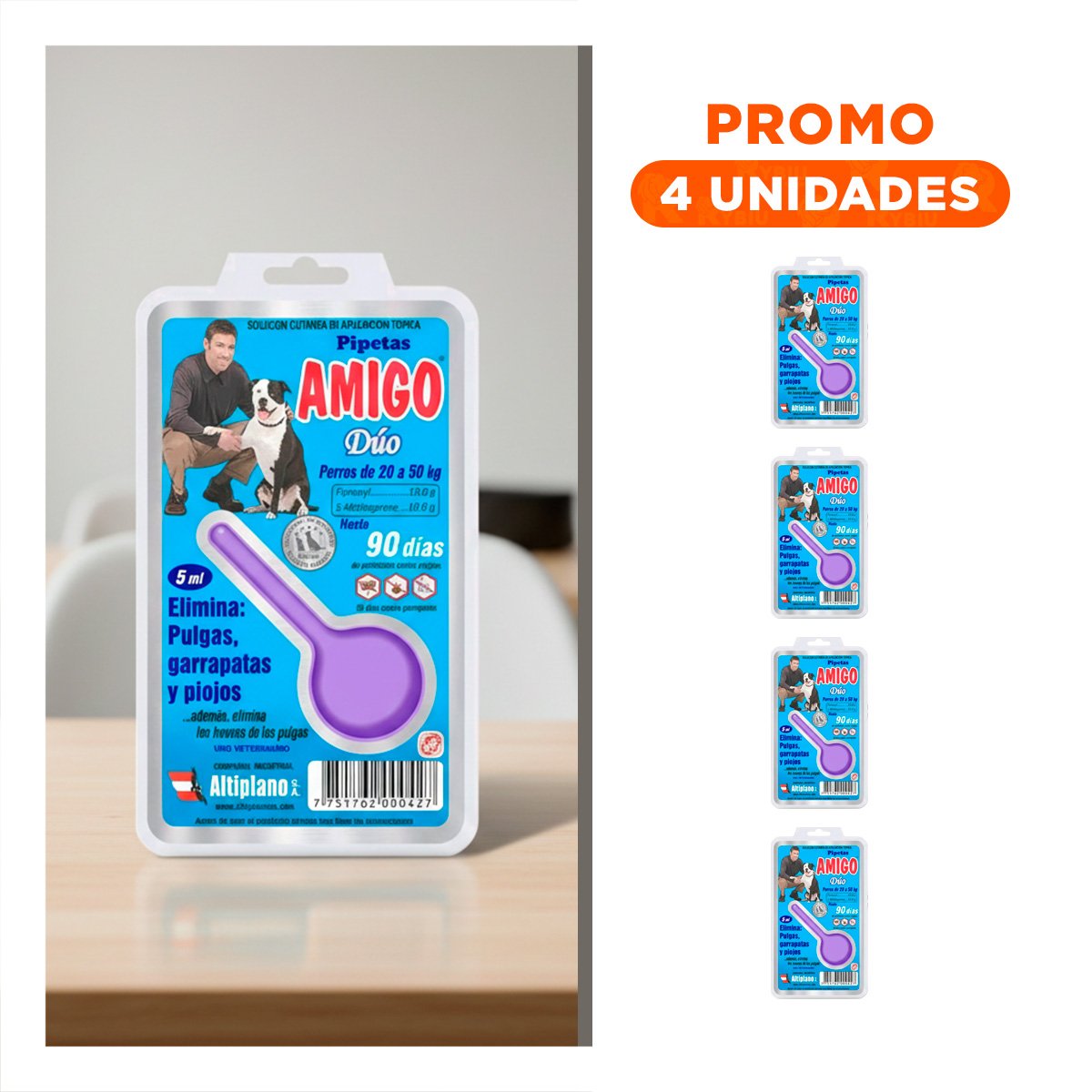 PACK4 PIPETA ANTIPULGA DE 5 ML PARA PERROS MUY FIRME - 1