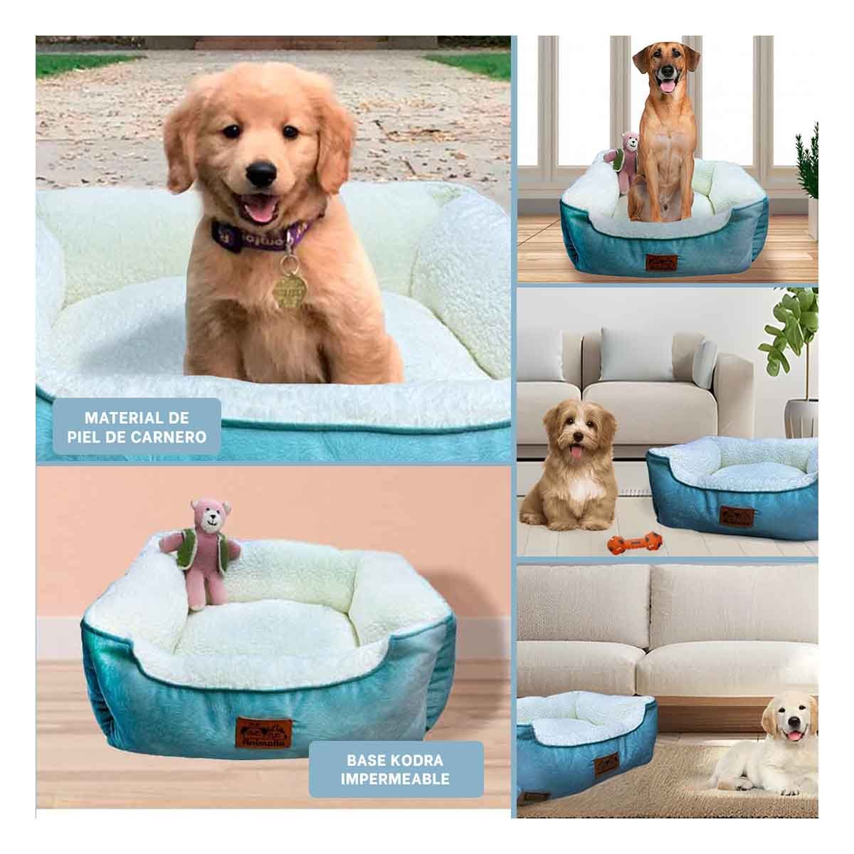 CAMA TALLA M VERDE DE PIEL DE CARNERO PARA MANTENER ESPACIOS DE MASCOTA ORDENADOS - 2