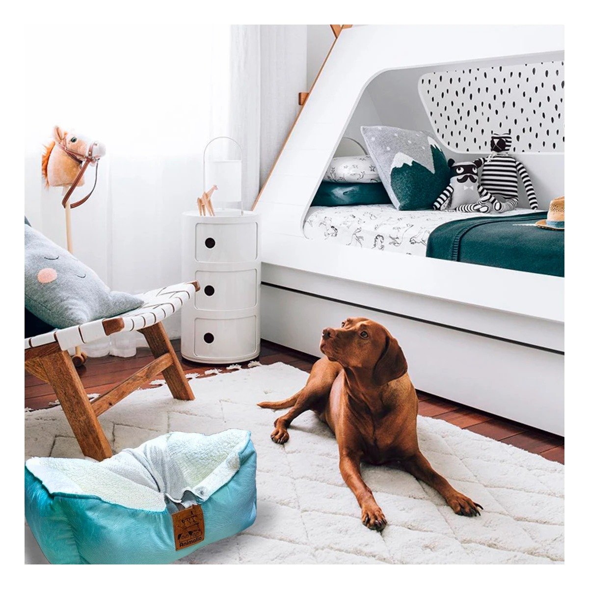 CAMA TALLA M VERDE DE PIEL DE CARNERO PARA MANTENER ESPACIOS DE MASCOTA ORDENADOS - 5