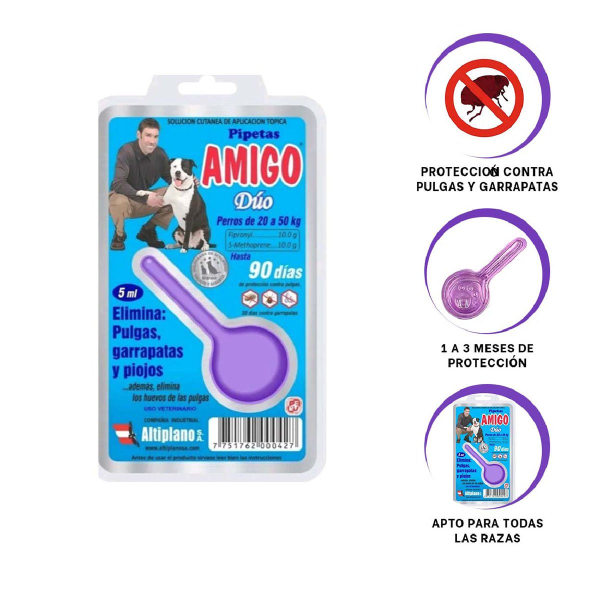 PIPETA ANTIPULGA DE 5 ML PARA PERROS DE CALIDAD REAL YSTICKY - 5