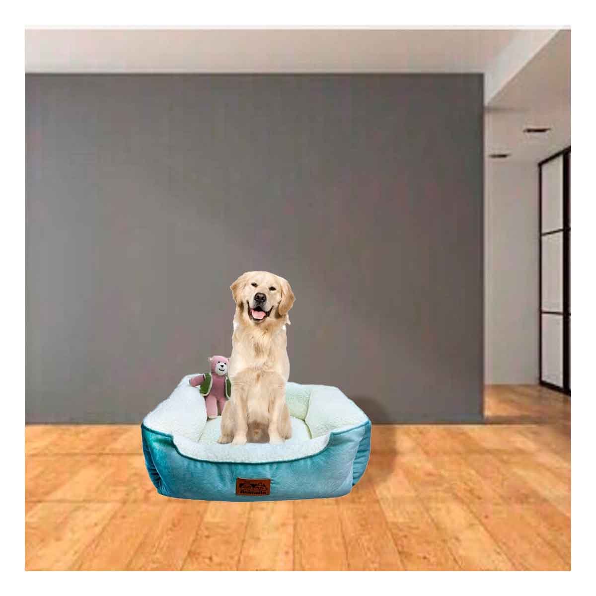 CAMA TALLA L VERDE DE PIEL DE CARNERO PARA MANTENER ESPACIOS DE MASCOTA ORDENADOS - 3