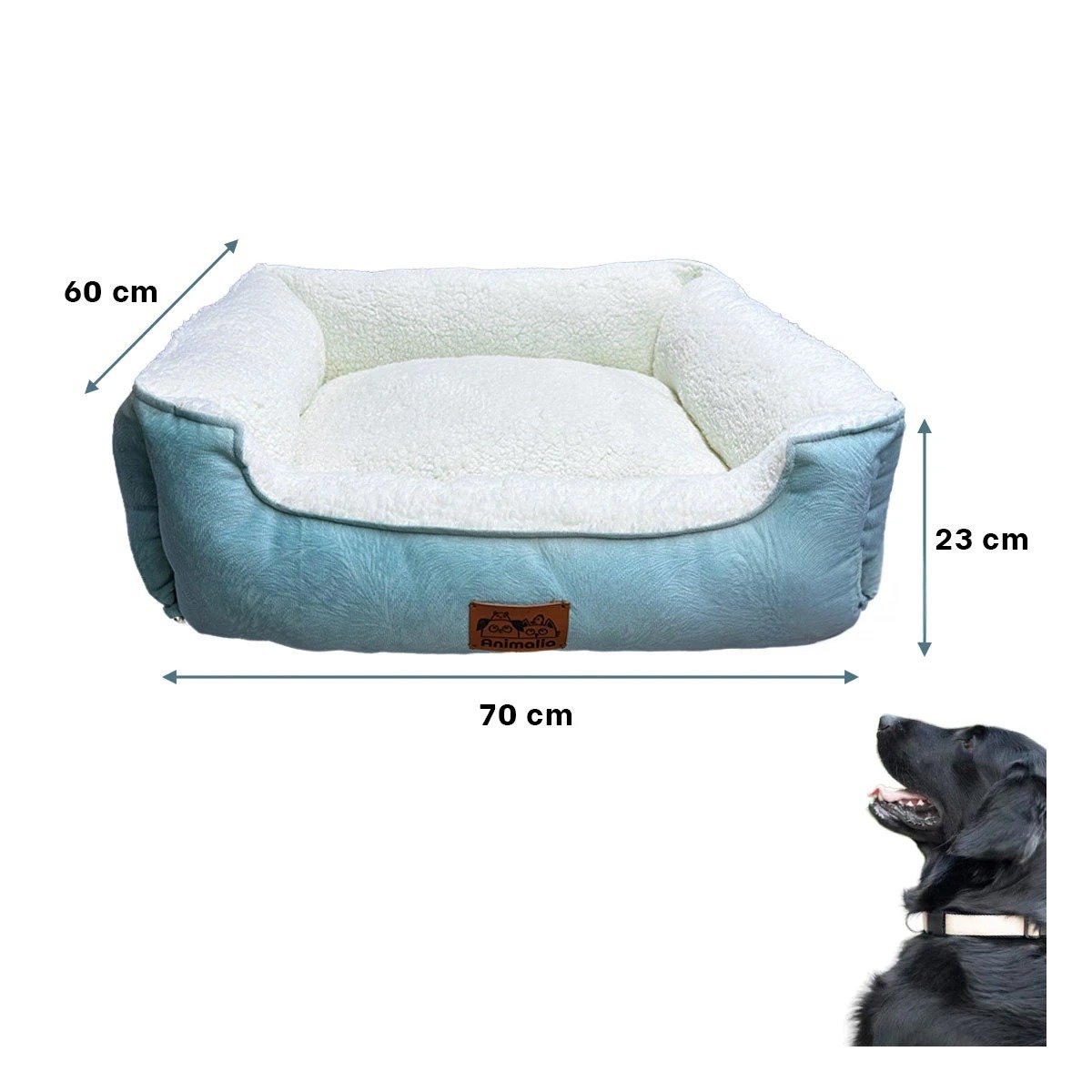 CAMA TALLA L VERDE DE PIEL DE CARNERO PARA MANTENER ESPACIOS DE MASCOTA ORDENADOS - 4