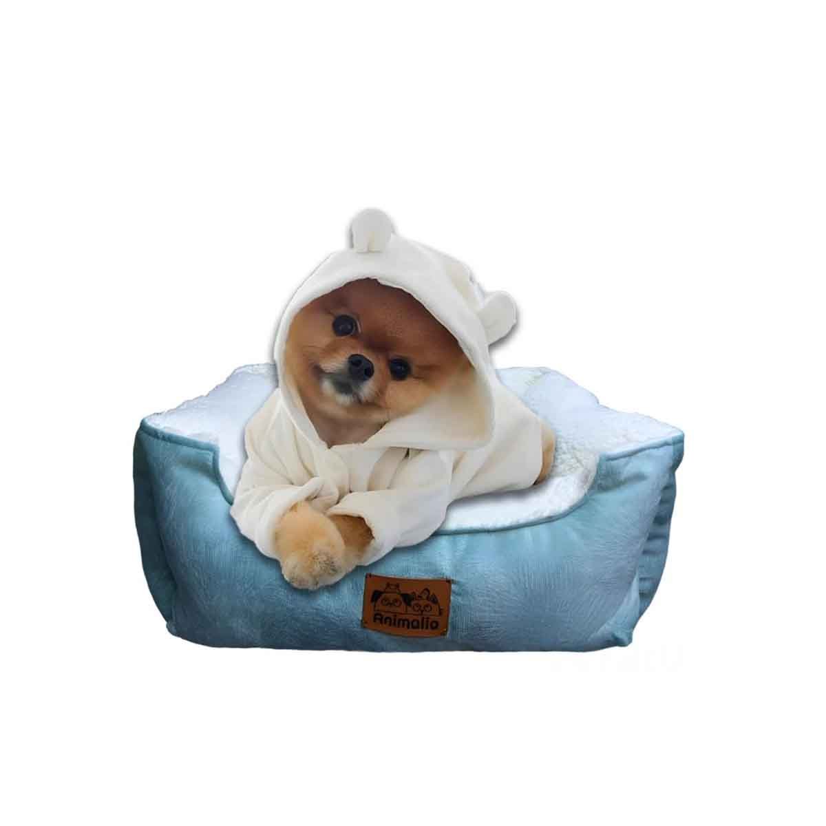 CAMA ACOLCHADA VERDE TALLA S DE PIEL DE CARNERO EN ZONA DE MASCOTA CONTROLADA YLIGAS REGALO - 5