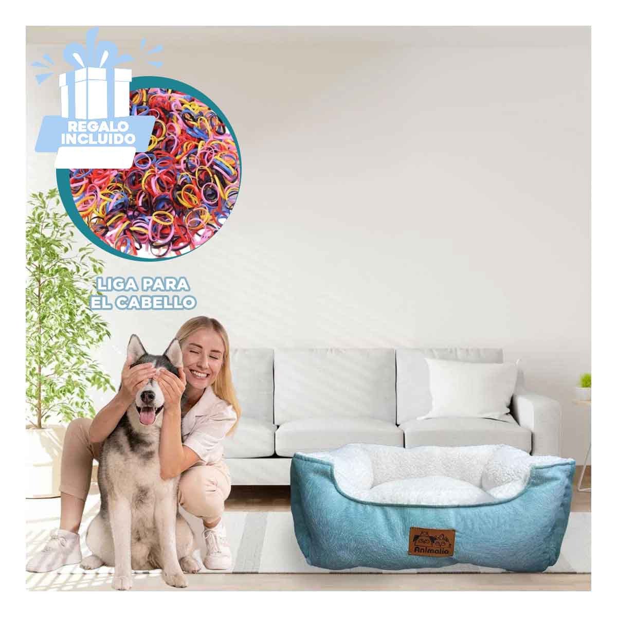 CAMA ACOLCHADA VERDE TALLA L DE PIEL DE CARNERO EN ZONA DE MASCOTA CONTROLADA YLIGAS REGALO - 2
