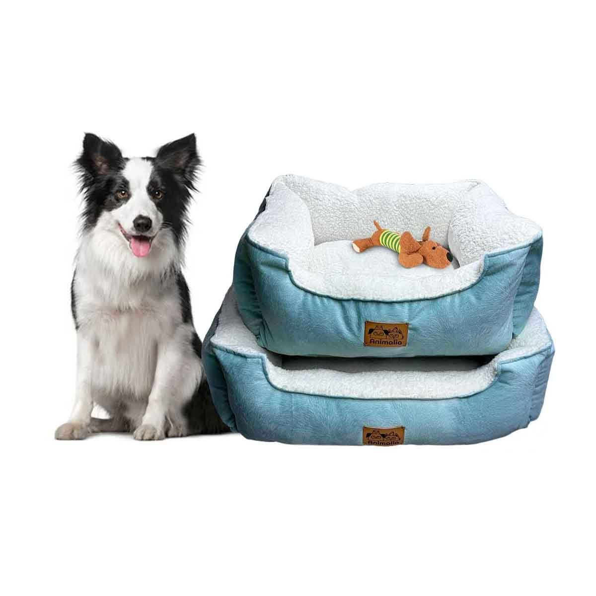 CAMA ACOLCHADA VERDE TALLA L DE PIEL DE CARNERO EN ZONA DE MASCOTA CONTROLADA YLIGAS REGALO - 5