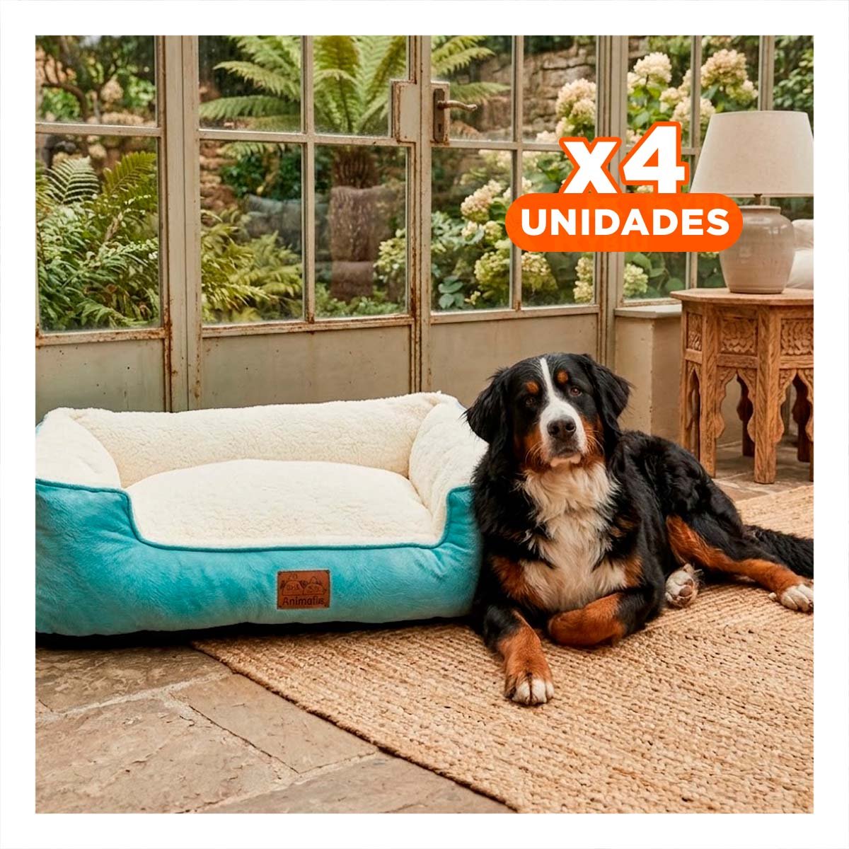 PACK4 COLCHONETA TALLA XL VERDE DE PIEL DE CARNERO PARA DESCANSO PARA MASCOTAS YREGALO STICKER - 1