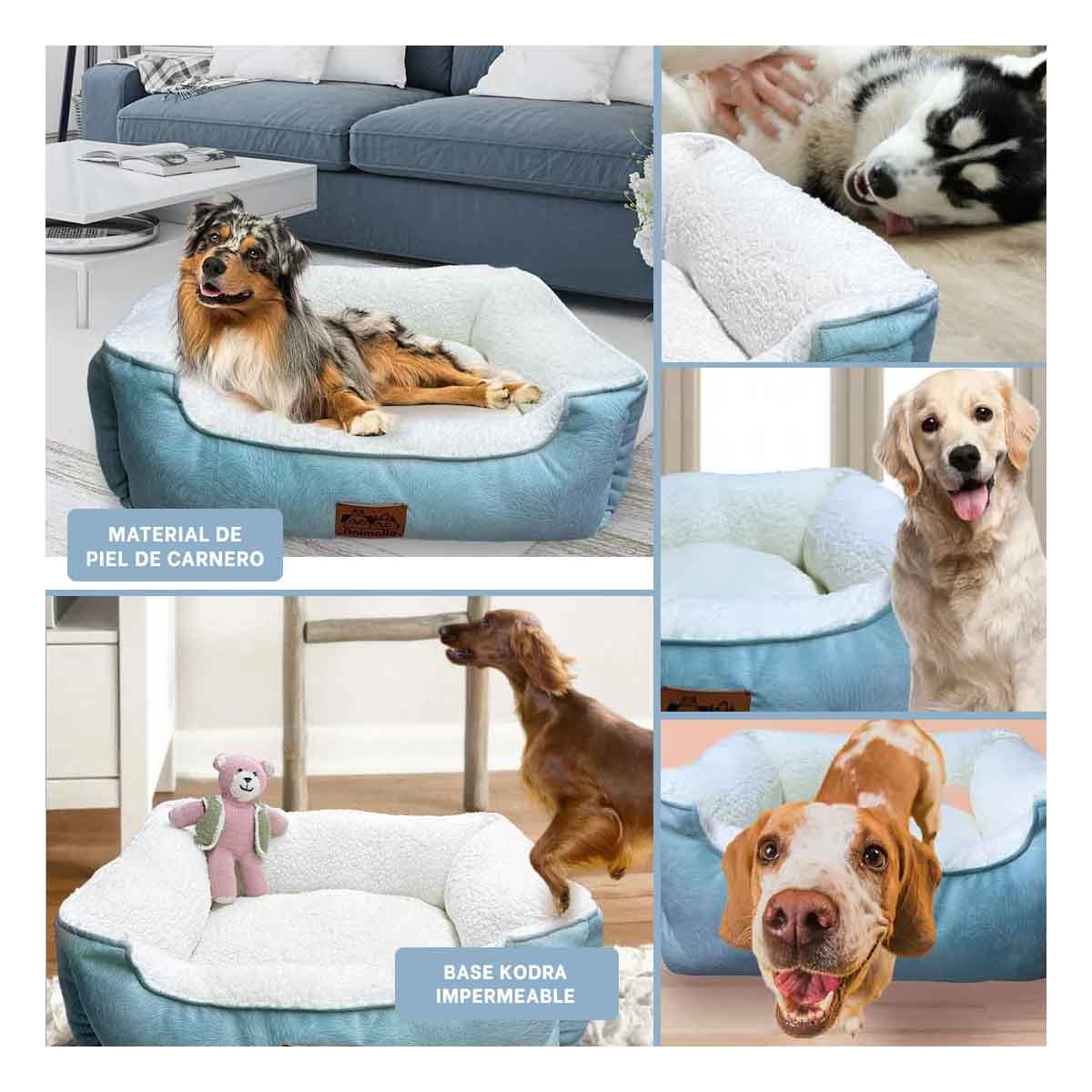 CAMA ACOLCHADA VERDE TALLA XL DE PIEL DE CARNERO EN ZONA DE MASCOTA CONTROLADA YLIGAS REGALO - 1