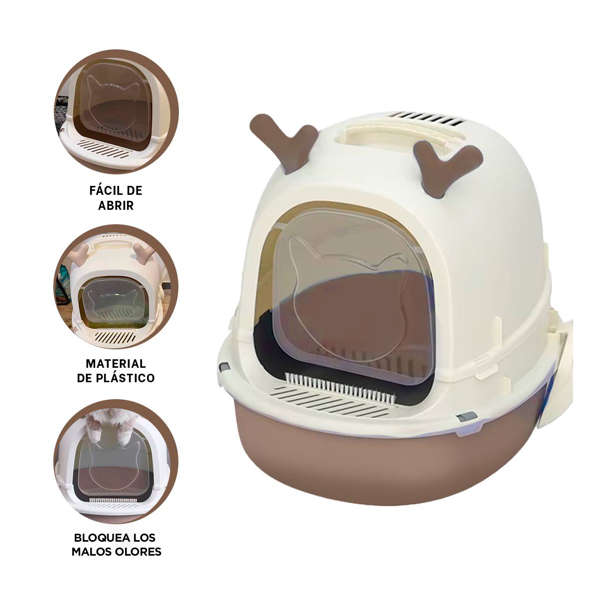 SANITARIO PARA GATO RENO 2 EN 1 CERRADO Y ABIERTO CON PALA HOGAR YSTICKY - 5