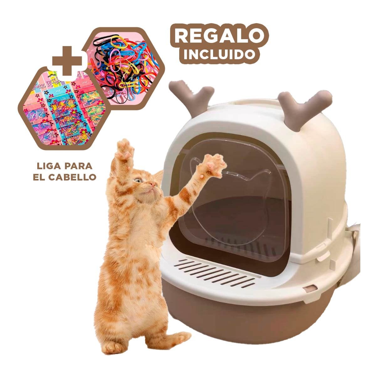 BANO PARA GATO RENO 2 EN 1 CERRADO Y ABIERTO CON PALA CASA YLIGAS REGALO - 2