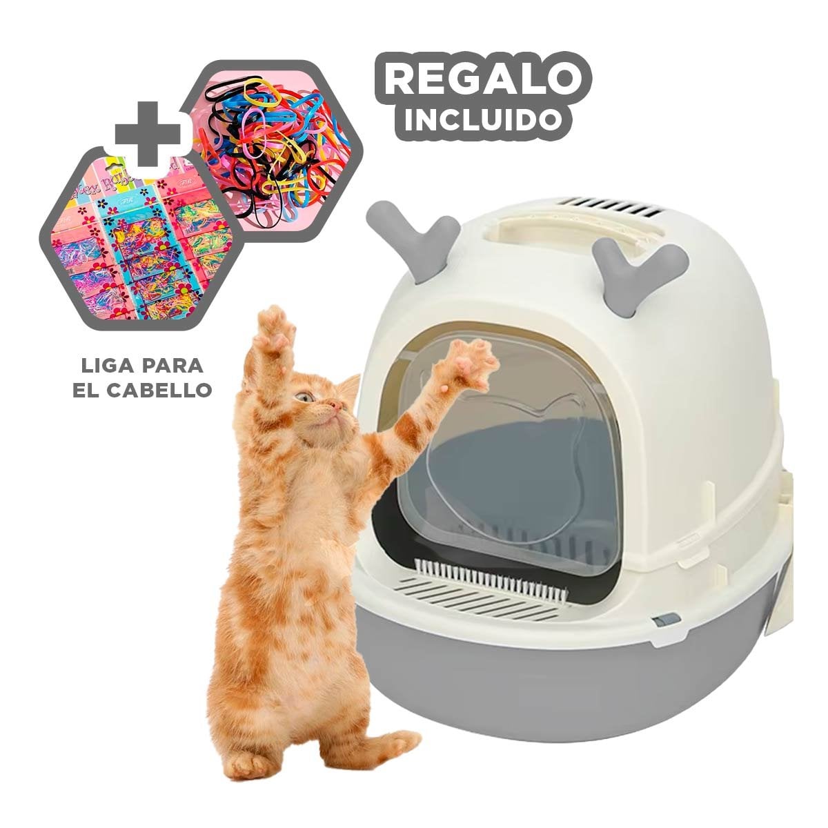 BANO PARA GATO RENO 2 EN 1 CERRADO Y ABIERTO CON PALA CASA YLIGAS REGALO - 2