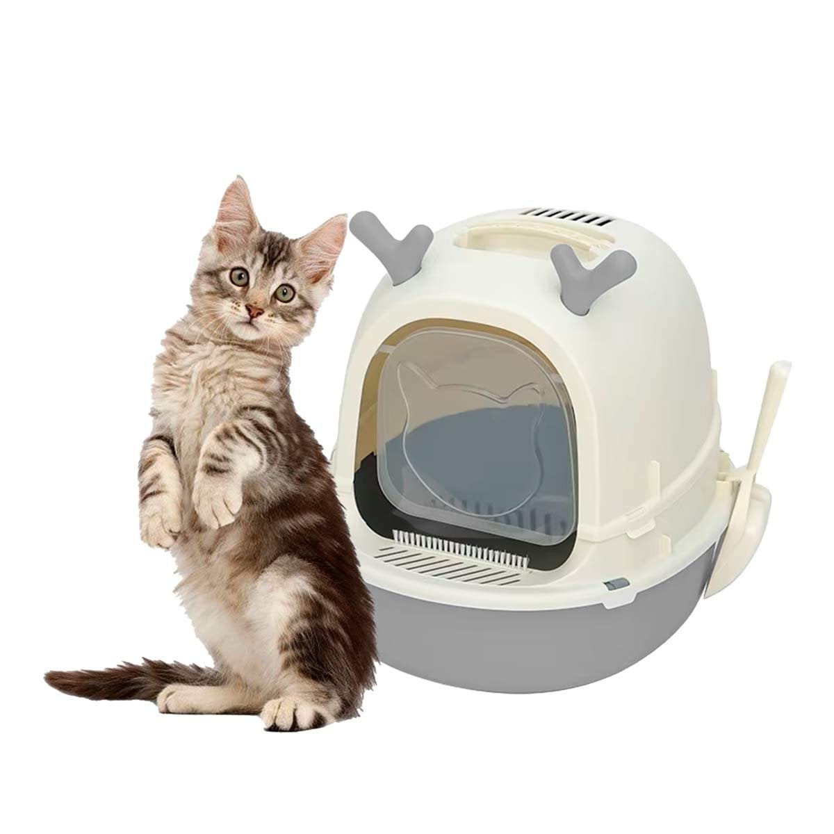 BANO PARA GATO RENO 2 EN 1 CERRADO Y ABIERTO CON PALA CASA YLIGAS REGALO - 5