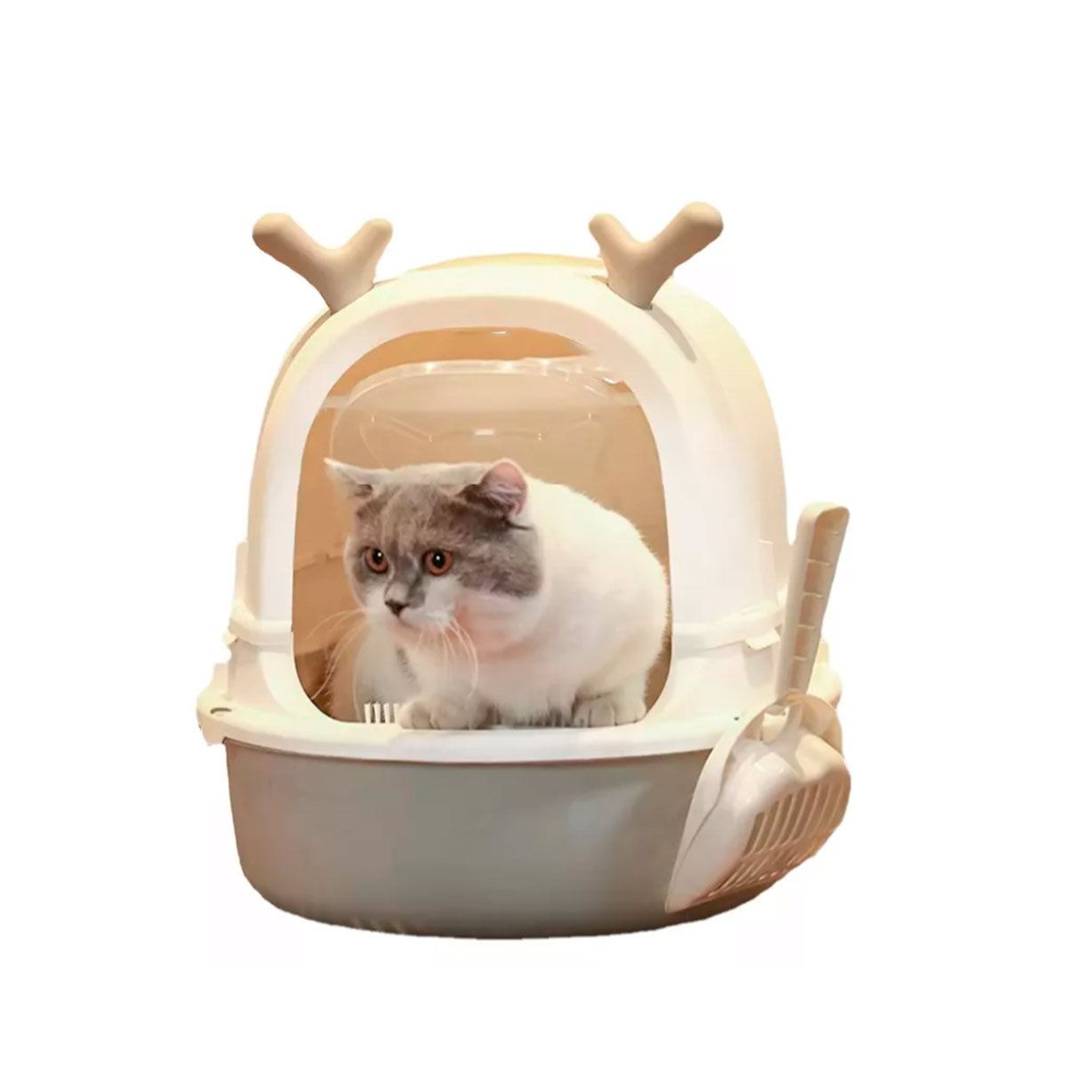 BANDEJA HIGIENICA RENO 2 EN 1 CERRADO Y ABIERTO CON PALA PARA GATO HOGAR YREGALO STICKER - 1