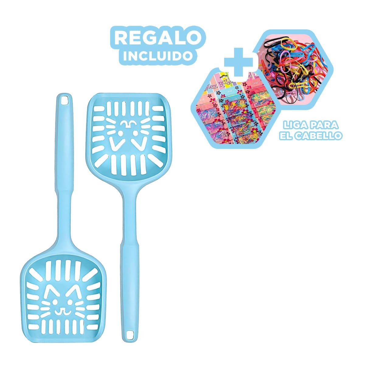 PALA HIGIENICA 40X13CM PARA ARENERO CARA DE GATO CELESTE PASTEL YLIGAS REGALO - 2