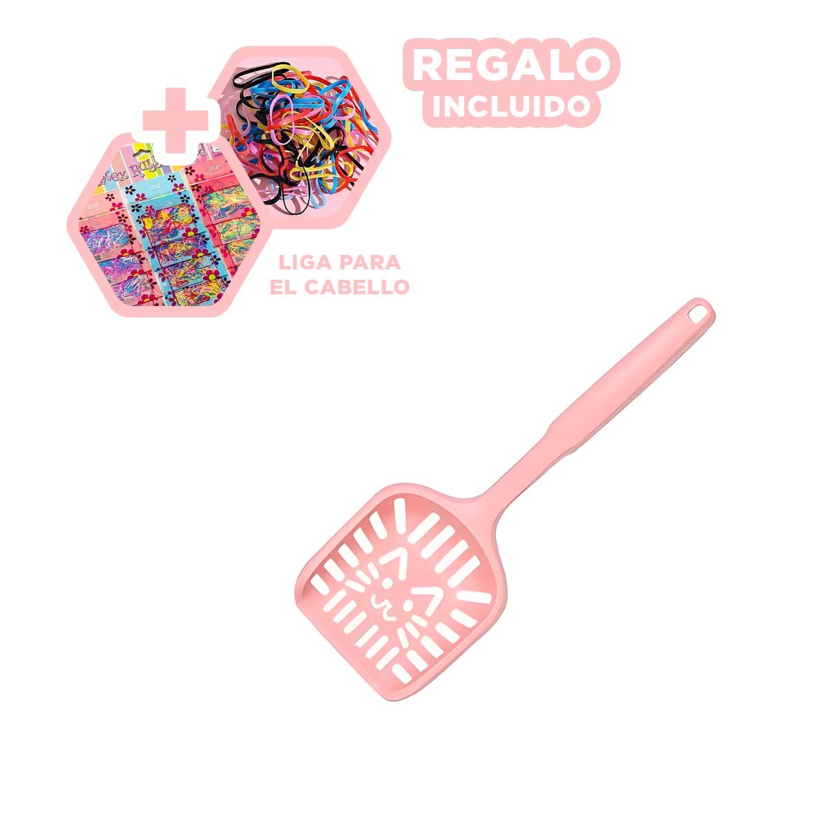 PALA HIGIENICA PARA ARENERO CON CARA DE GATO ROSADO PASTEL YLIGAS REGALO - 2