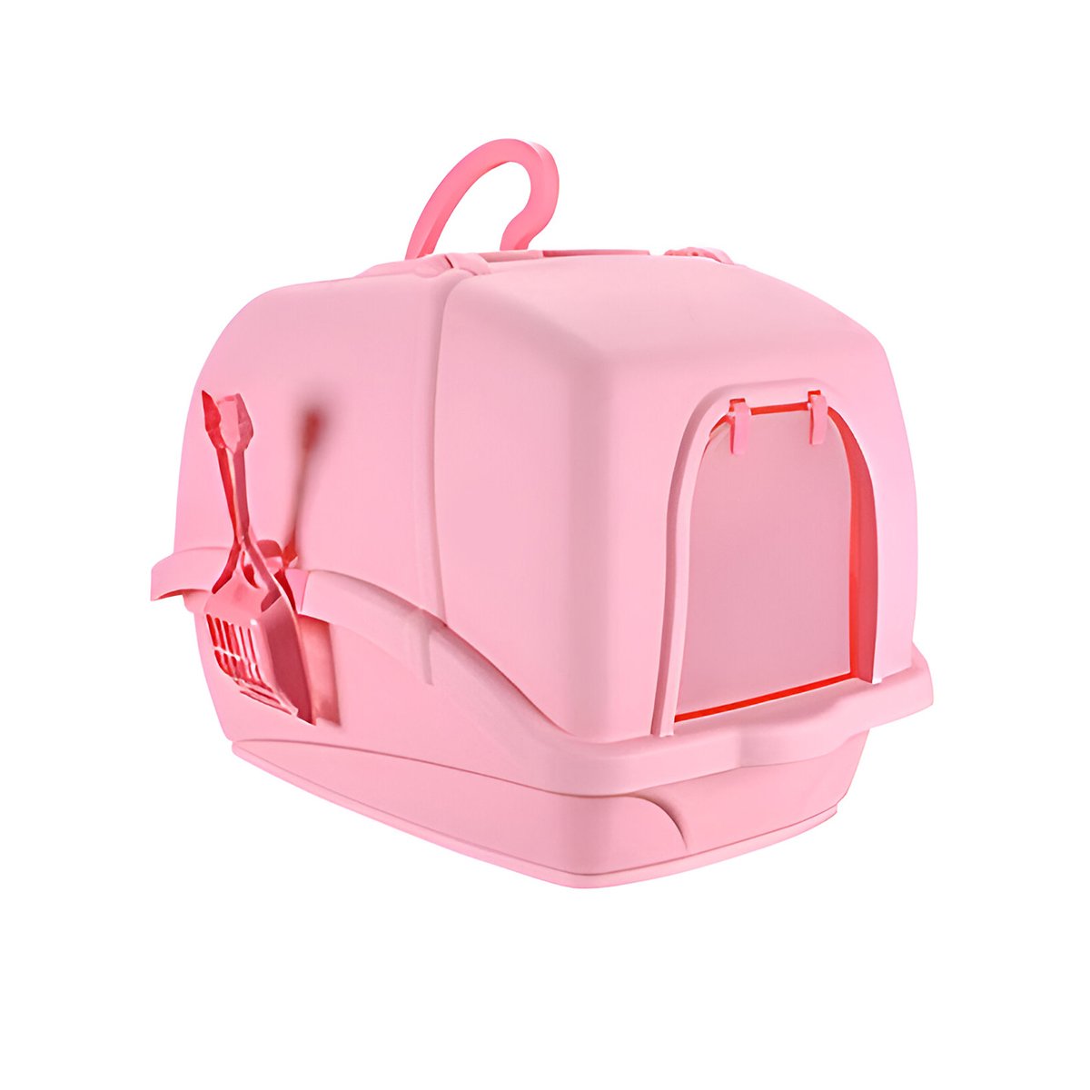 PACK4 SANITARIO PARA GATOS CERRADO CON CERNIDOR Y PALA ROSADO YPAPEL REGALO - 3