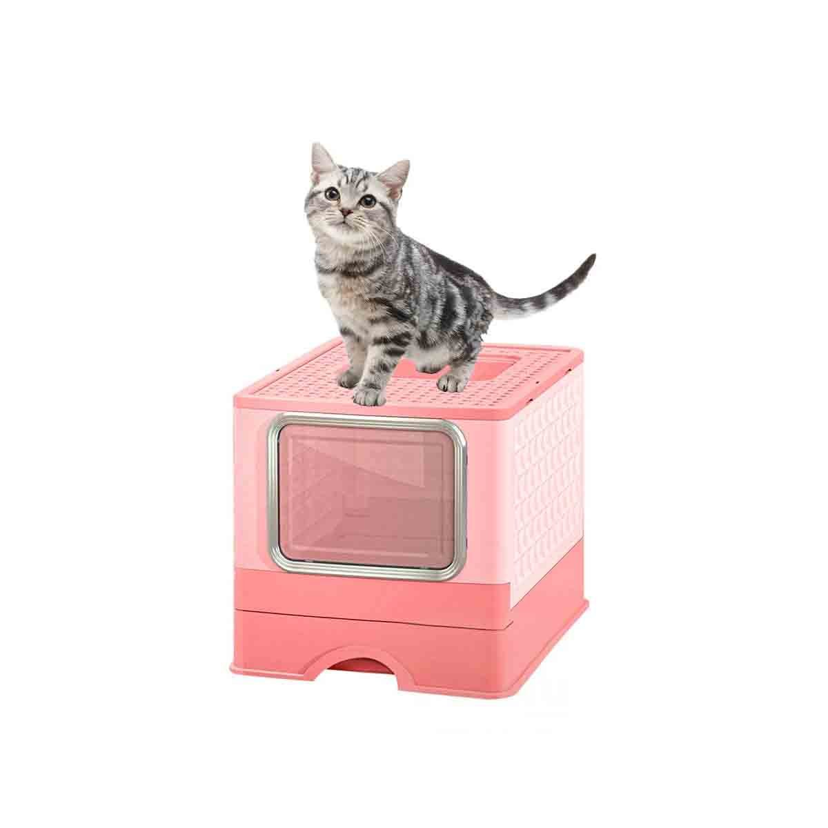 ARENERO CON SISTEMA EXTRAIBLE DE BANDEJA Y PALA PARA ARENA DE GATO EN ROSADO YLIGAS REGALO - 5
