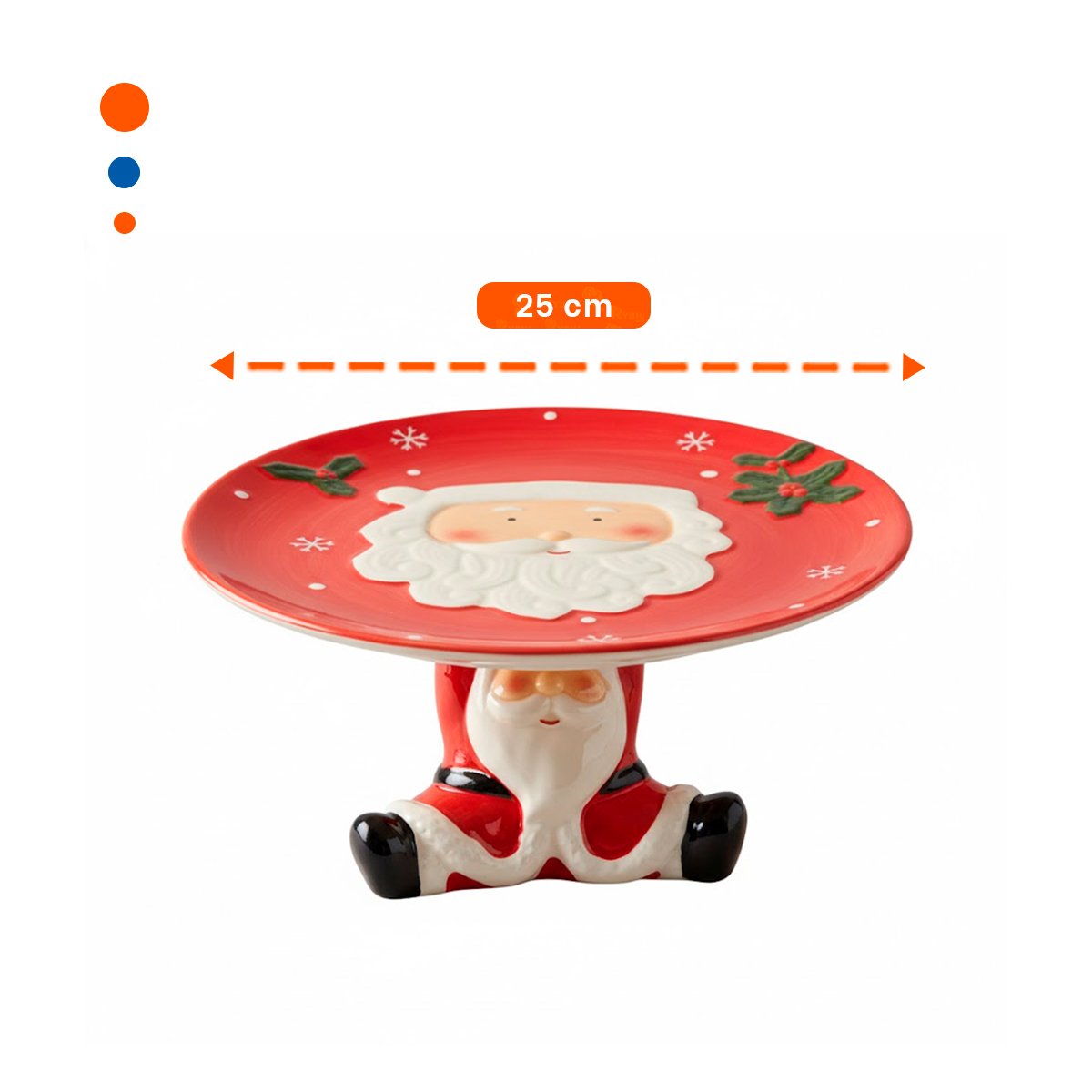 PACK6 BASE PARA TORTA ROJA CON SANTA SOSTENIENDO EL PLATO CELEBRACIÓN - 4