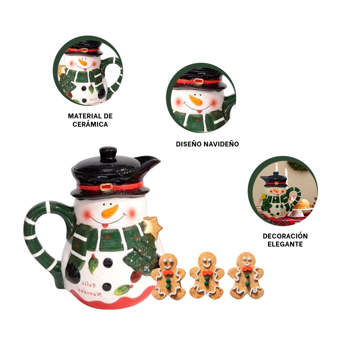 DISPENSADOR NAVIDENO 2 LITROS CON ILUSTRACION DE MUNECO DE NIEVE PARA DECORACION YLIGAS REGALO - 5