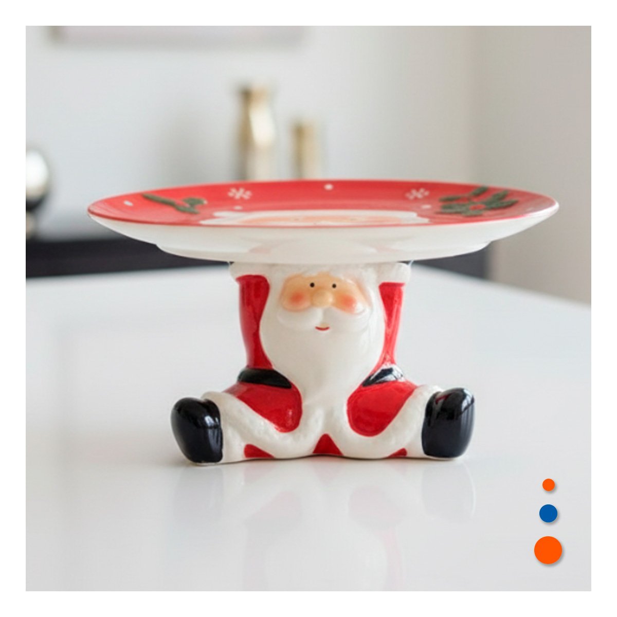 PACK2 BASE PARA TORTA ROJA CON SANTA SOSTENIENDO EL PLATO PARA FIESTA NAVIDEÑA YPAPEL REGALO - 5