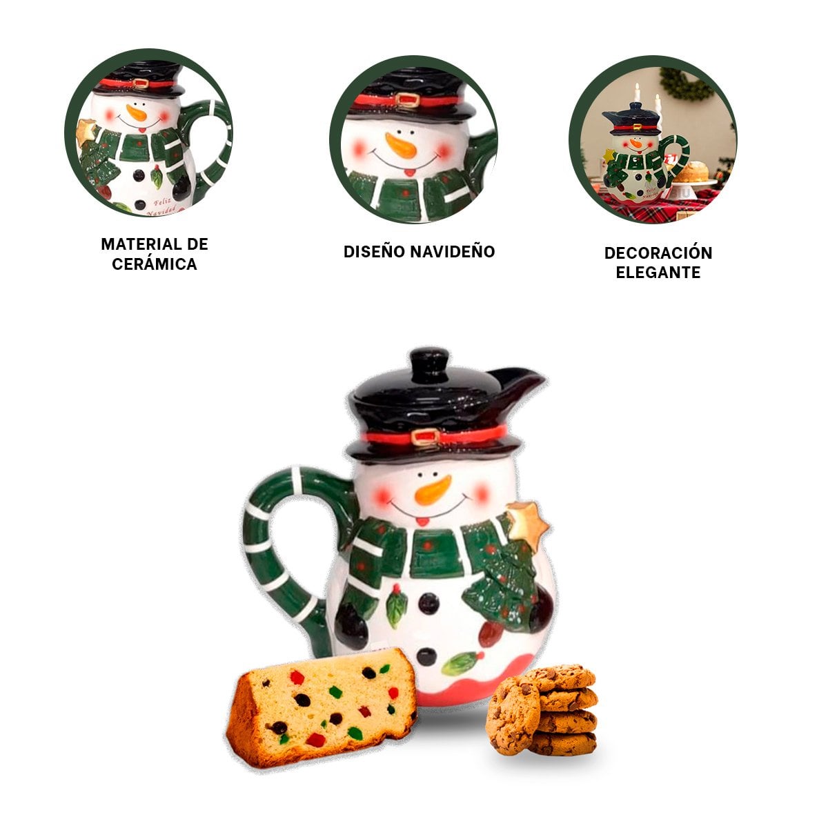 PITCHER NAVIDENO 2 LITROS CON ESTAMPADO DE MUNECO DE NIEVE PARA DECORACION YSTICKY - 5