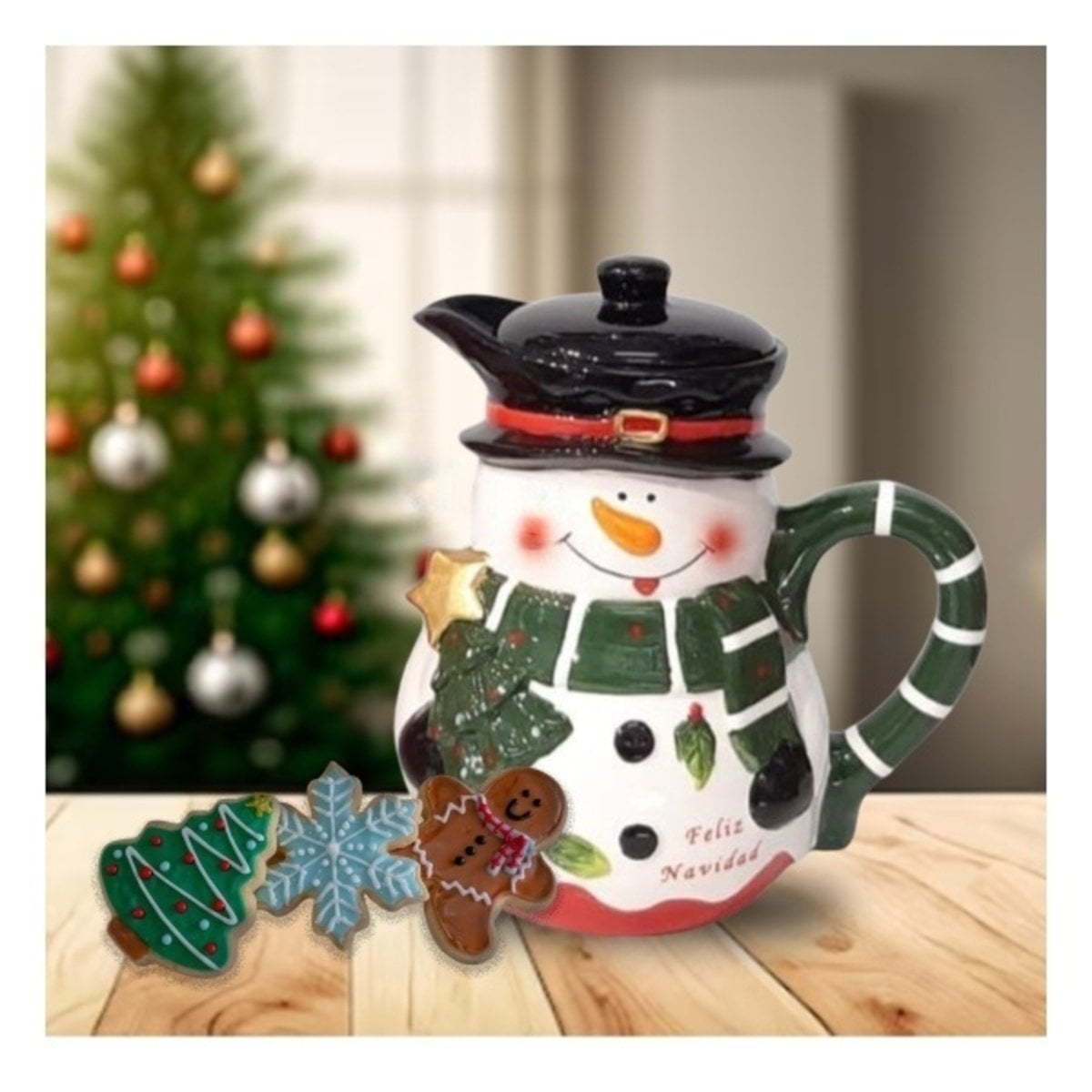 PACK2 ARTICULO DE MESA NAVIDENO CON IMAGEN MUNECO DE NIEVE 2 LITROS PARA HOGAR YPAPEL REGALO - 5