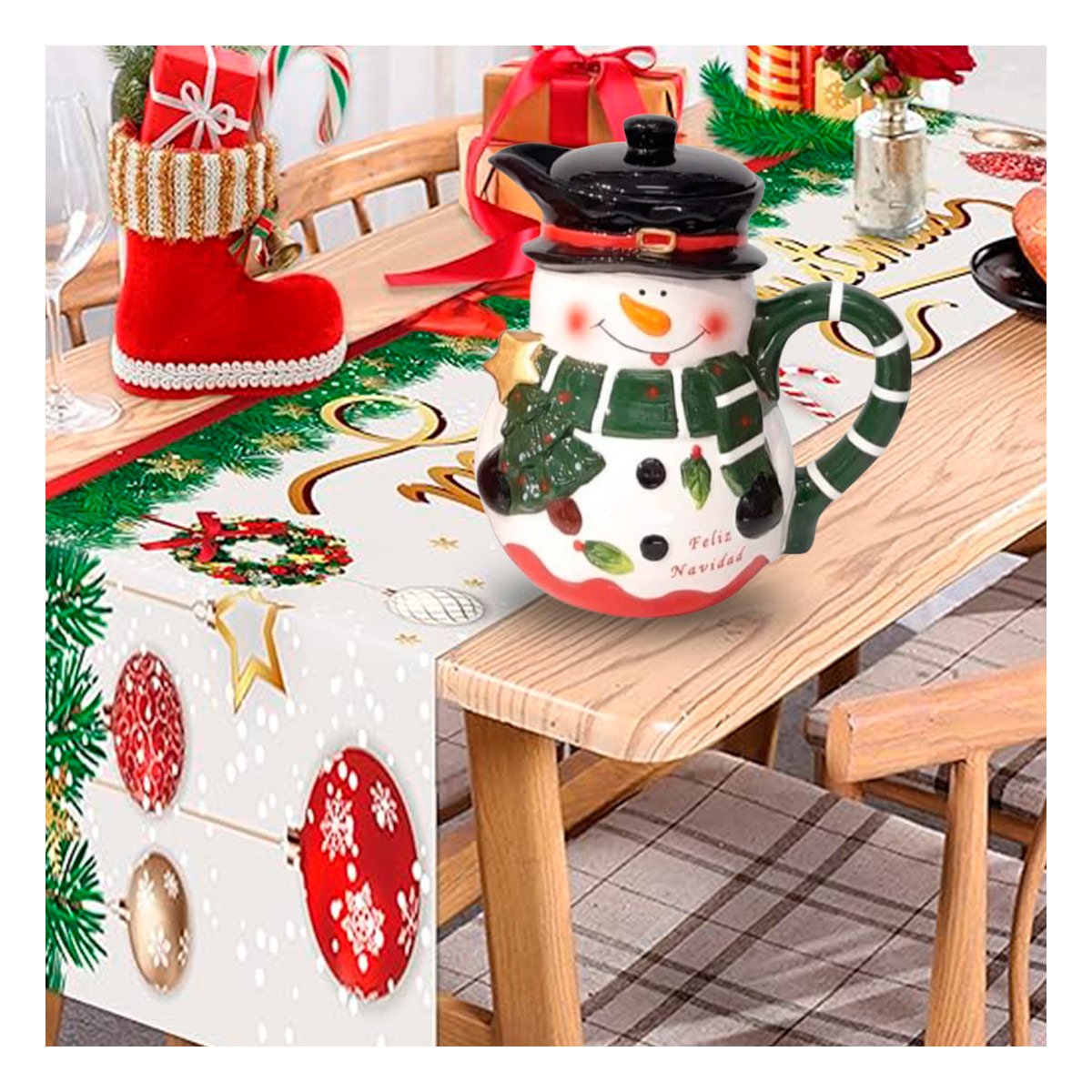PACK6 CONTENEDOR FESTIVO NAVIDENO CON IMAGEN MUNECO DE NIEVE 2 LITROS YREGALO STICKER - 5